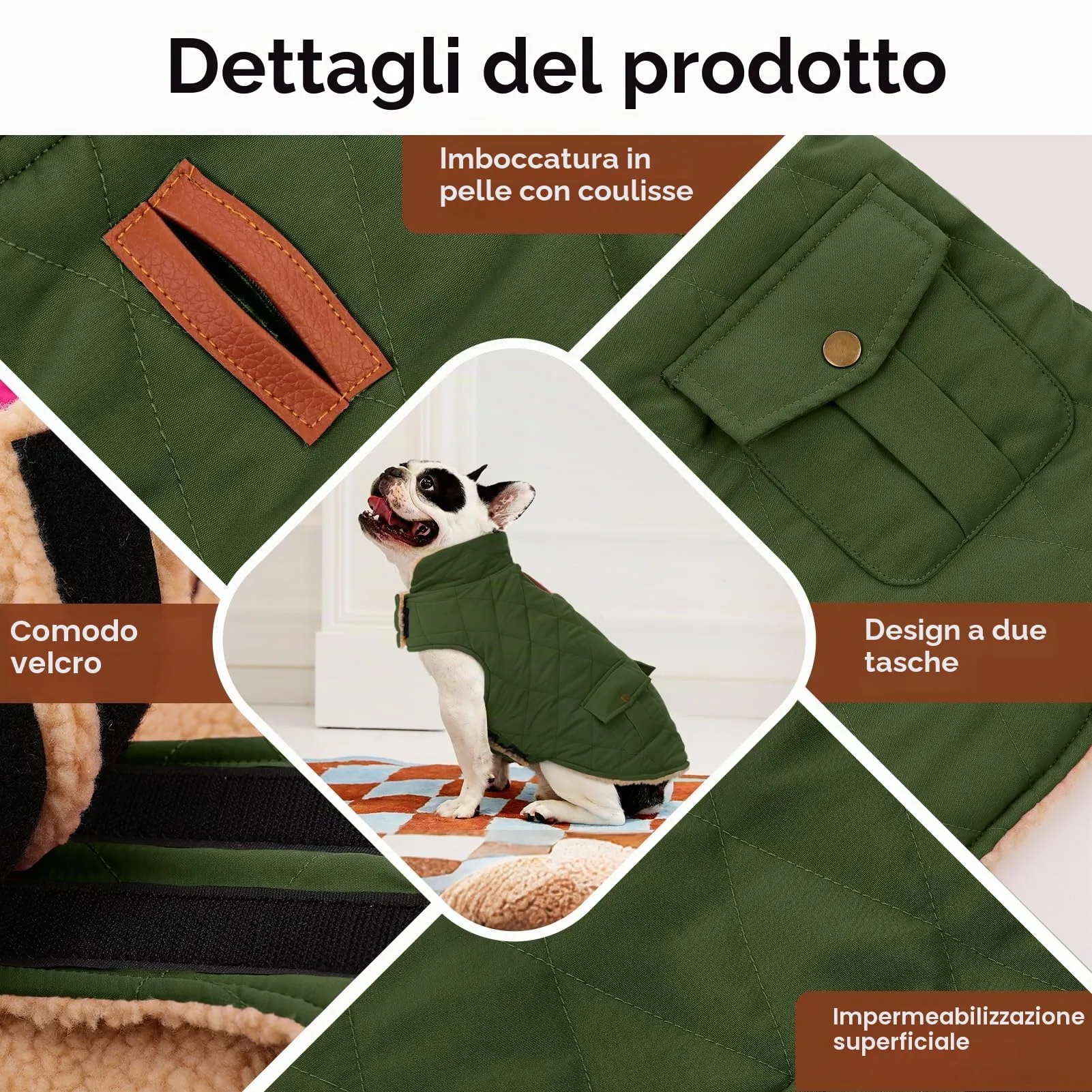 CITÉTOILE Gilet Termico Invernale per Cani in Lana Spessa Verde M - immagine 2