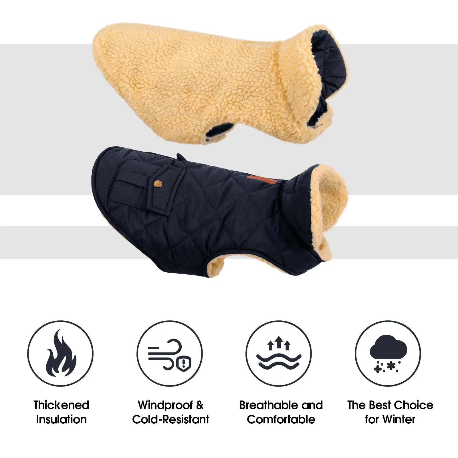 CITÉTOILE Gilet Termico Invernale per Cani in Lana Spessa Blu M - immagine 4