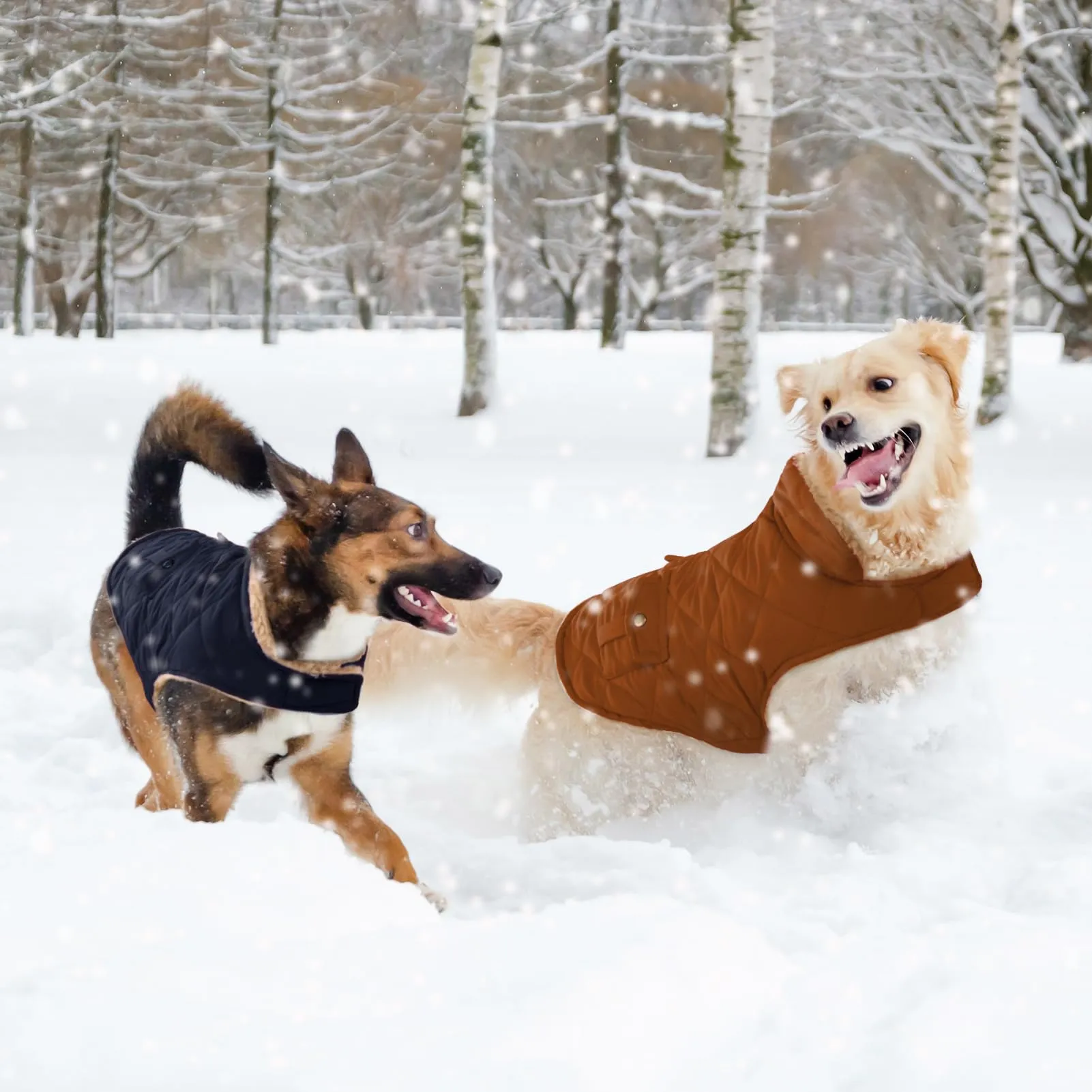 CITÉTOILE Gilet Termico Invernale per Cani in Lana Spessa Marrone S - immagine 7