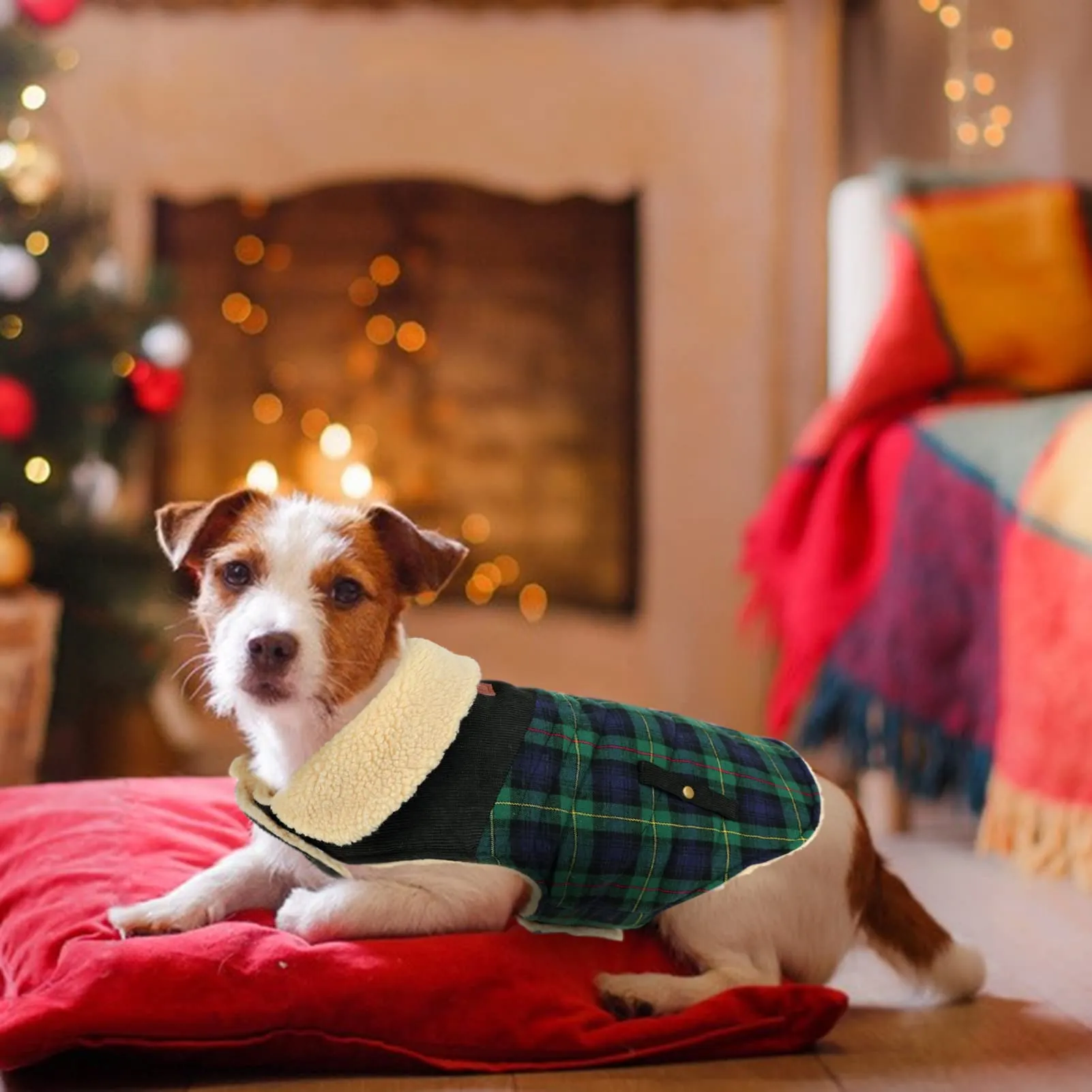 CITÉTOILE Cappotto Invernale per Cani in Lana Spessa Verde XL - immagine 5