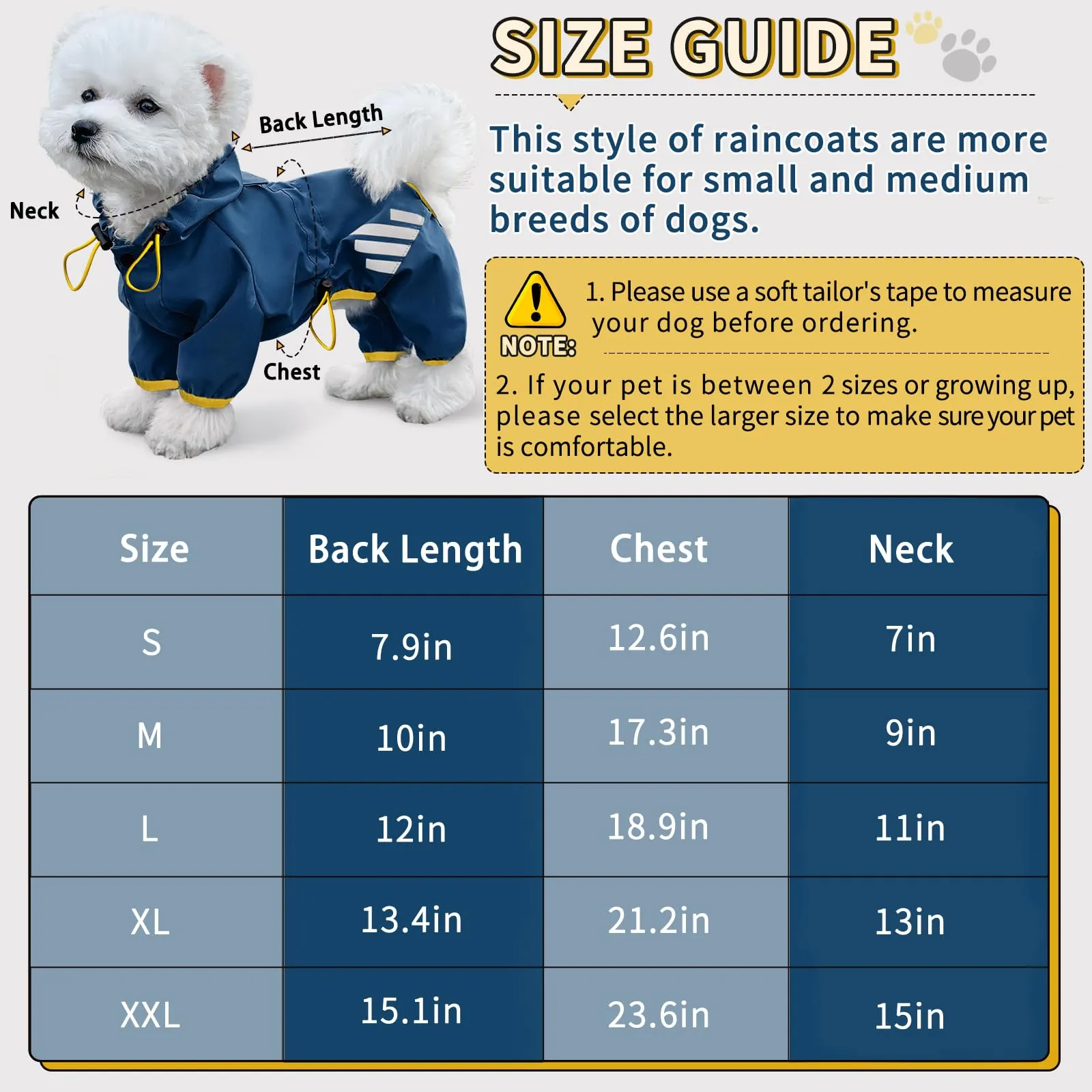 Impermeabile per cani, giacca impermeabile con cappuccio, cappotto antipioggia con foro per guinzaglio, cinghia riflettente per cani di taglia piccola e media, abbigliamento leggero per cuccioli (blu - immagine 5