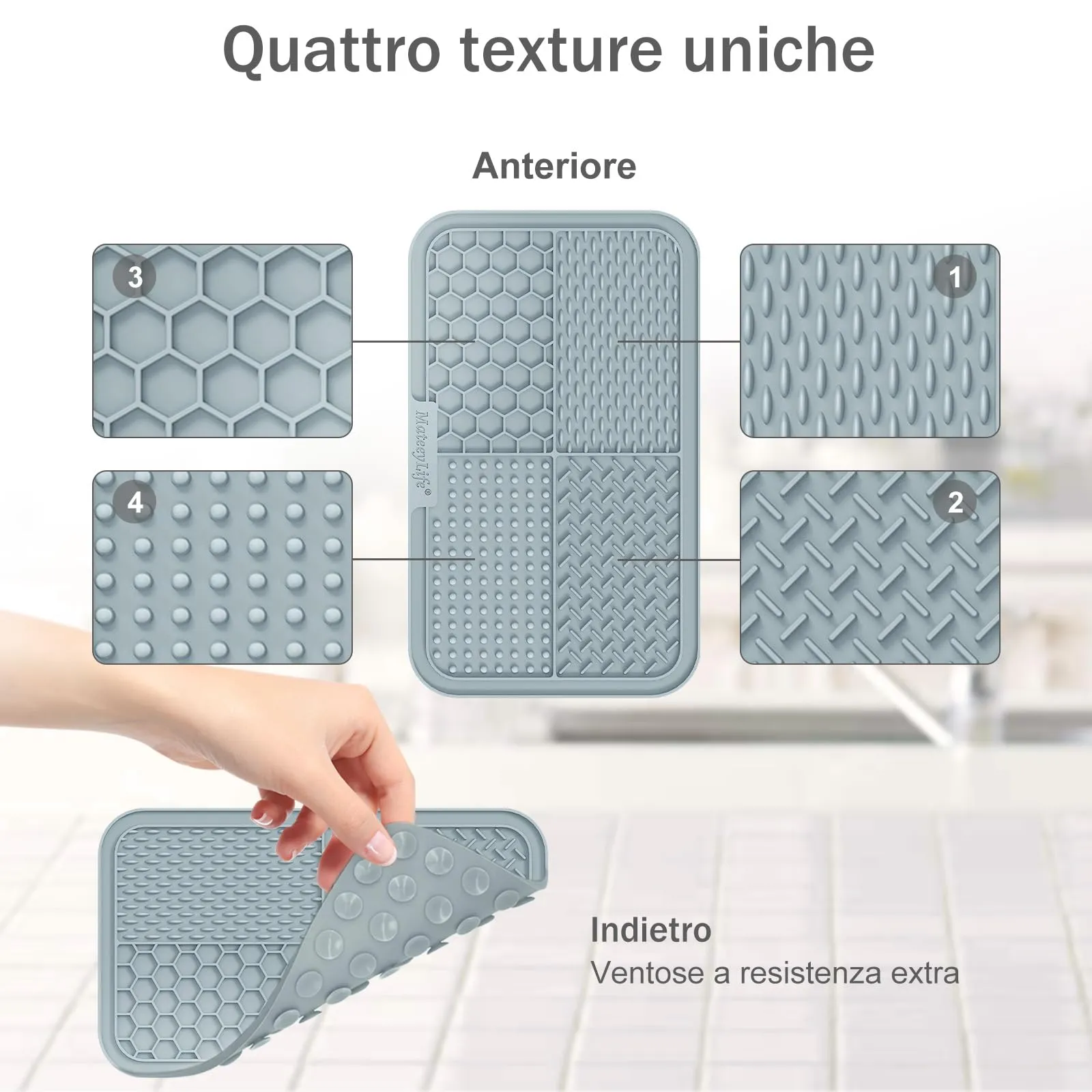 Mateeylife 2 PCS Grande Tappetino Ciotole Gatto Per Cani E Gatti Con Ventosa, Tappetino Ciotola Cane Per Alleviare L'Ansia, Lick Mat Per Cani Per La Noia, Burro Di Arachidi Per Gatti Cose Per Cani - immagine 2
