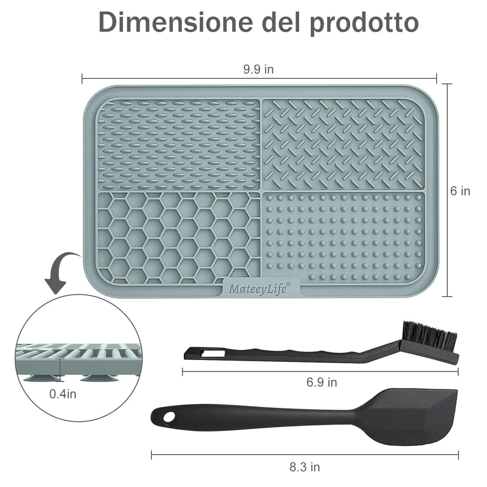 Mateeylife 2 PCS Grande Tappetino Ciotole Gatto Per Cani E Gatti Con Ventosa, Tappetino Ciotola Cane Per Alleviare L'Ansia, Lick Mat Per Cani Per La Noia, Burro Di Arachidi Per Gatti Cose Per Cani - immagine 4