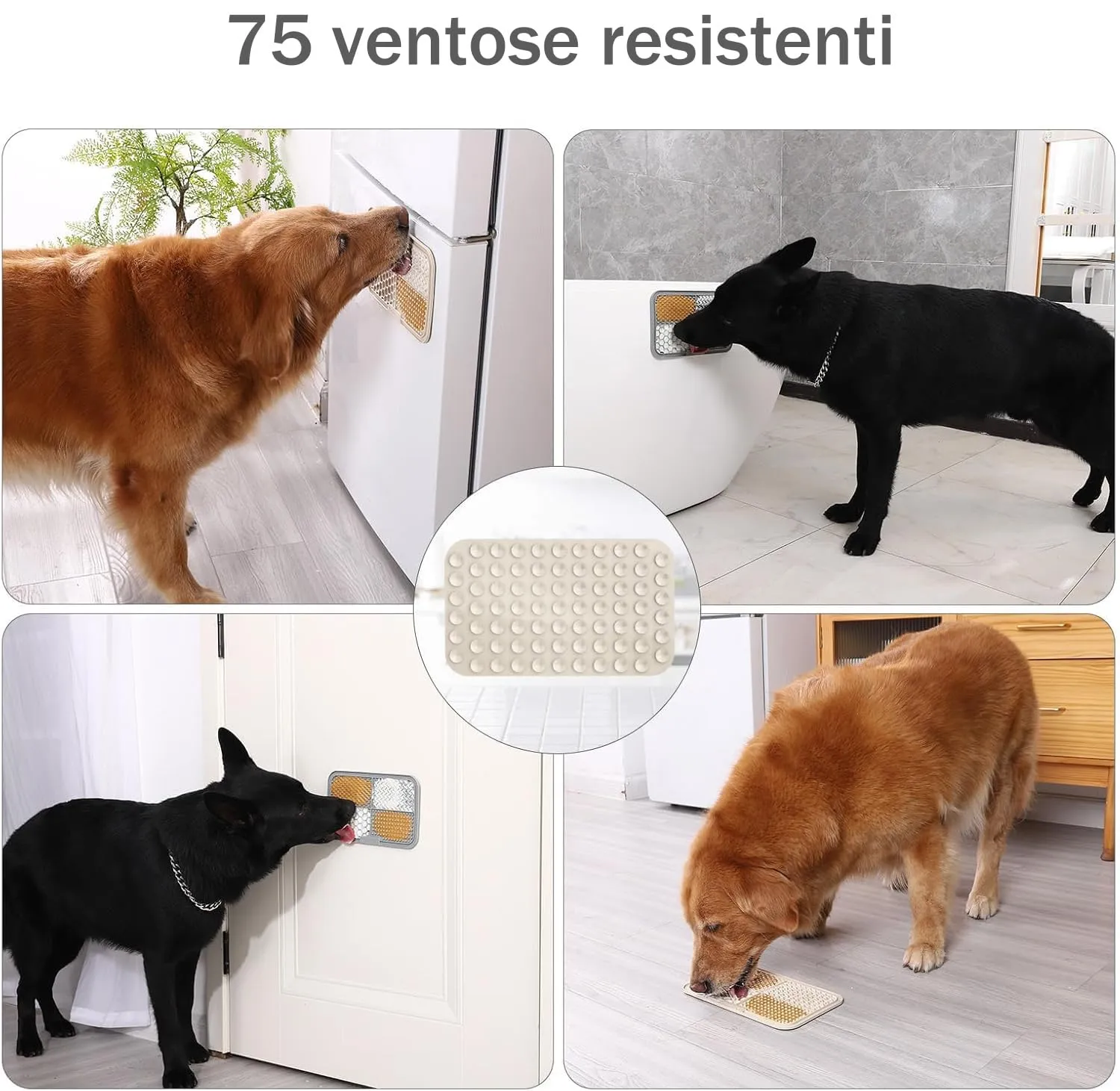 Mateeylife 2 PCS Grande Tappetino Ciotole Gatto Per Cani E Gatti Con Ventosa, Tappetino Ciotola Cane Per Alleviare L'Ansia, Lick Mat Per Cani Per La Noia, Burro Di Arachidi Per Gatti Cose Per Cani - immagine 5