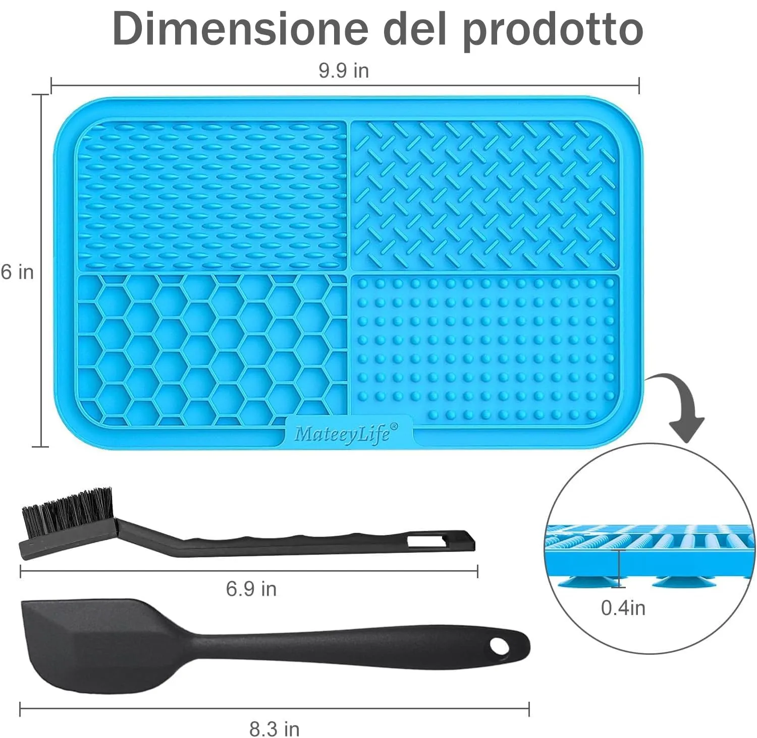 Mateeylife 2 PCS lick mat per cani con Ventosa,Grande Tappetino da leccare - immagine 4