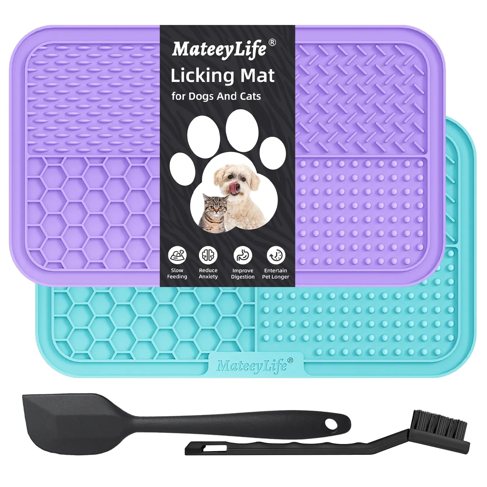 Mateeylife 2 PCS lick mat per cani con Ventosa,Grande Tappetino da leccare - immagine 1