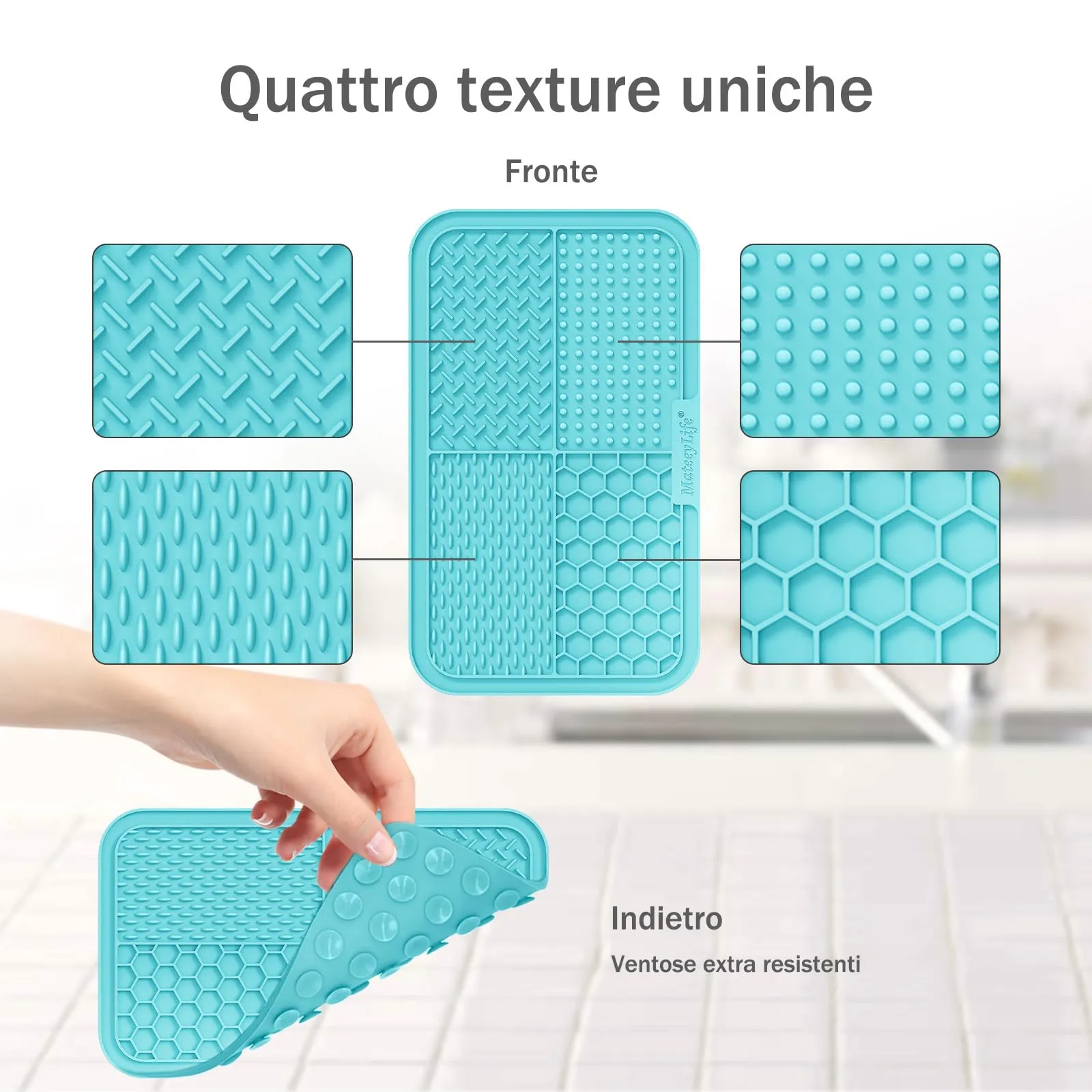Mateeylife 2 PCS lick mat per cani con Ventosa,Grande Tappetino da leccare - immagine 2