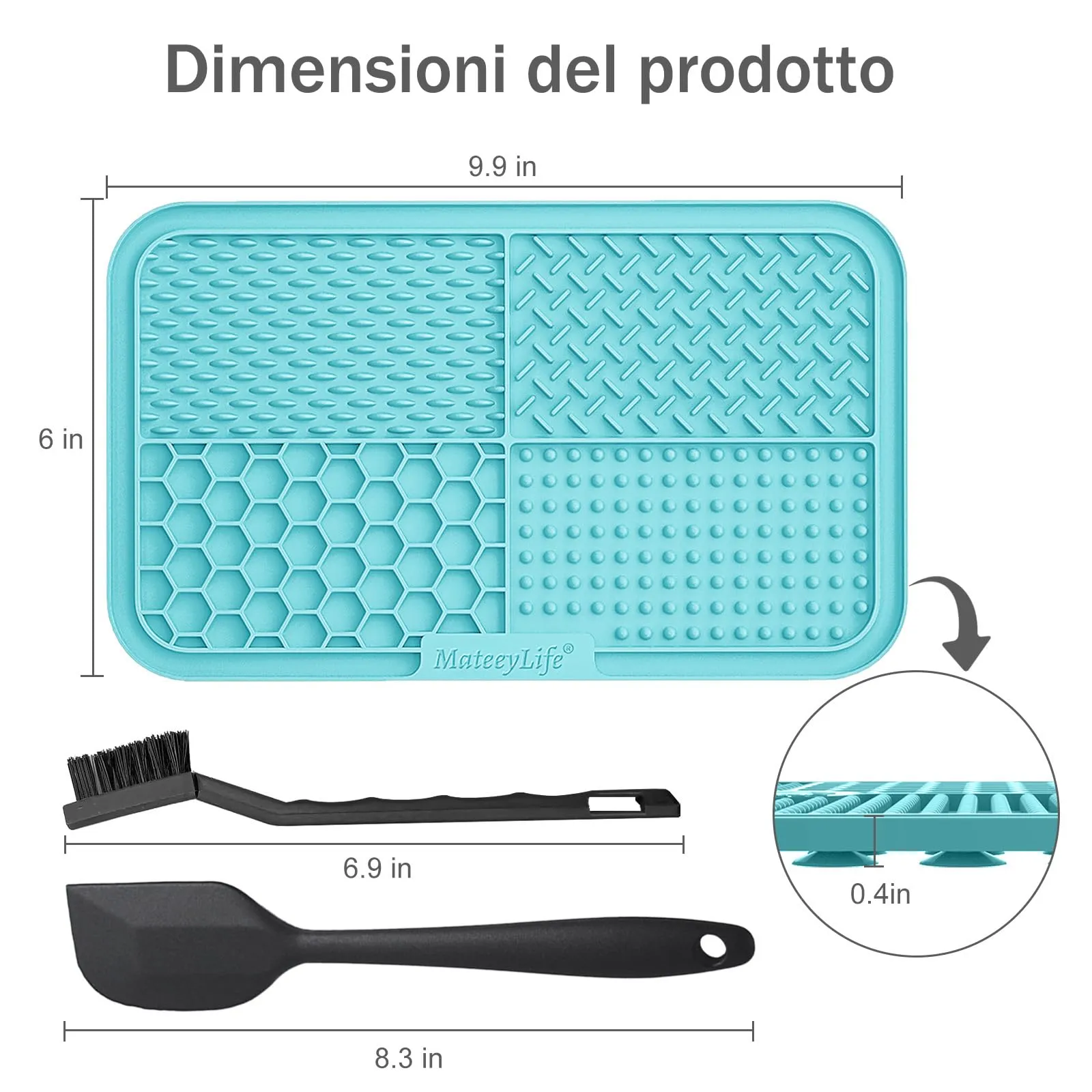 Mateeylife 2 PCS lick mat per cani con Ventosa,Grande Tappetino da leccare - immagine 4