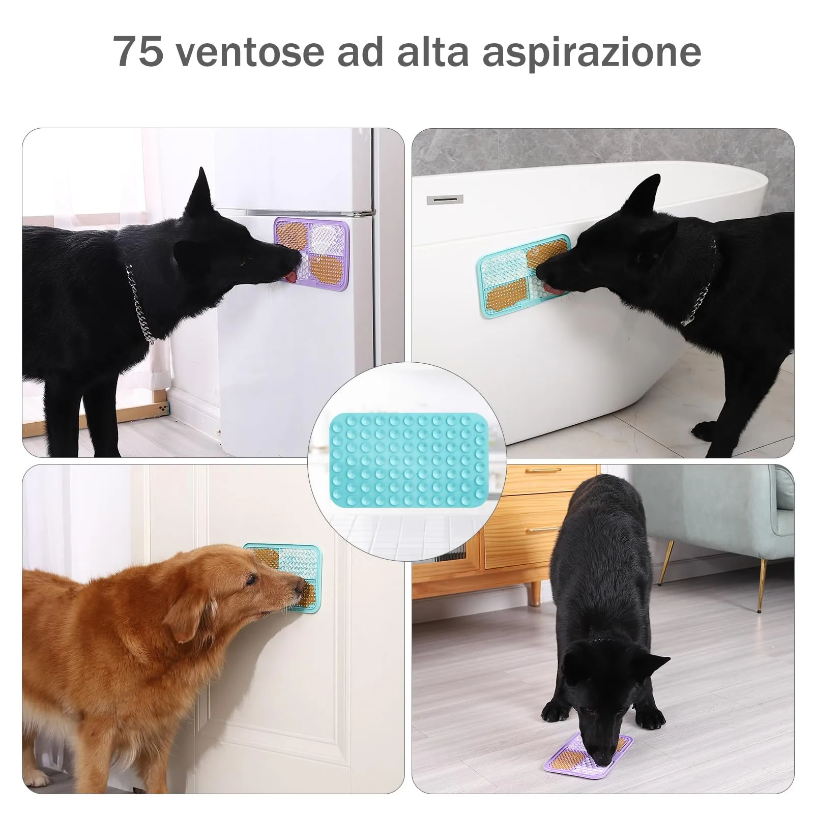 Mateeylife 2 PCS lick mat per cani con Ventosa,Grande Tappetino da leccare - immagine 5