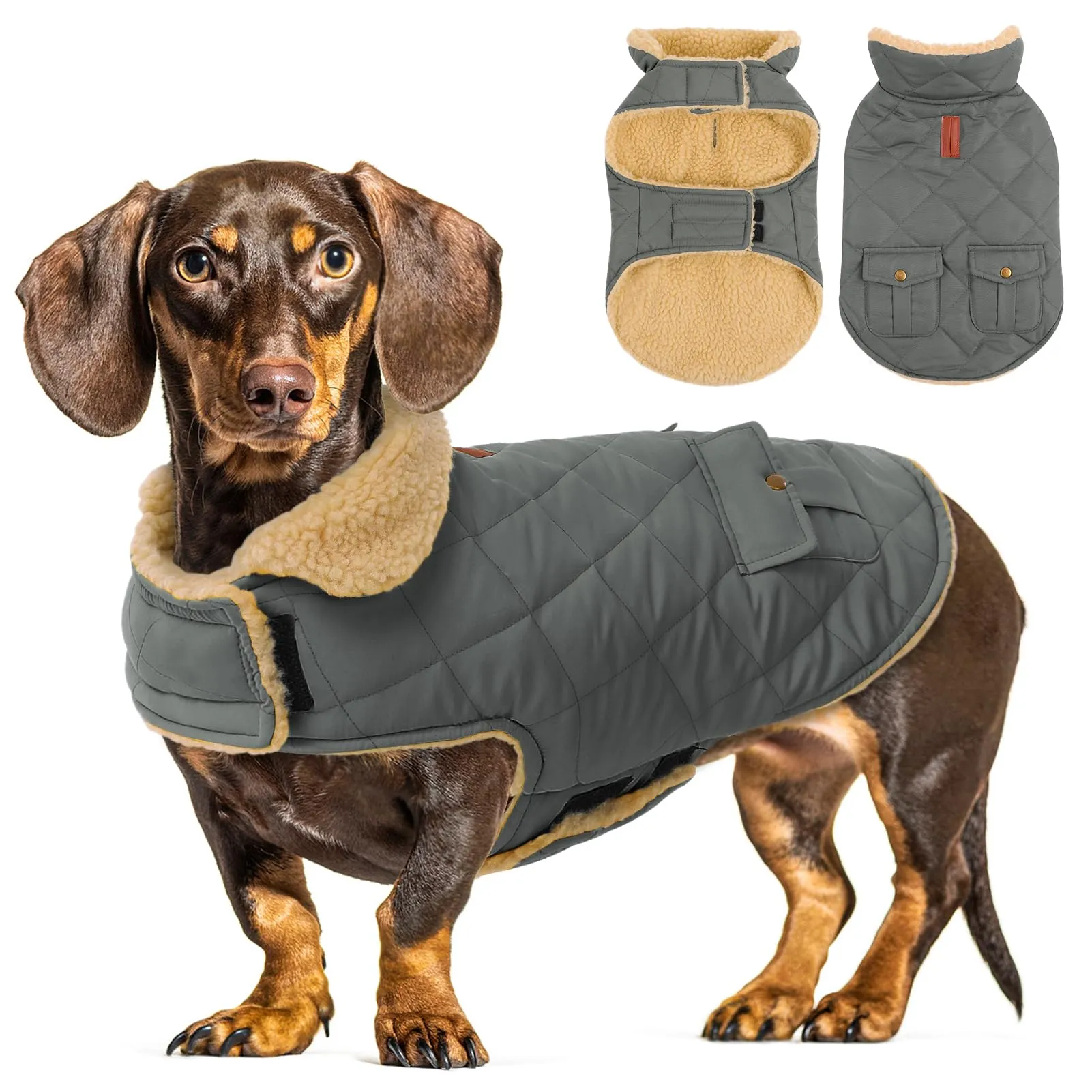CITÉTOILE Gilet Termico Invernale per Cani in Lana Spessa Grigio L - immagine 1