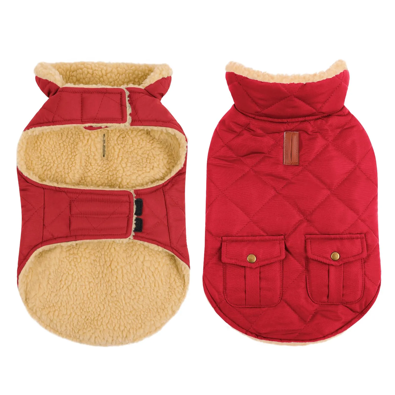 CITÉTOILE Gilet Termico Invernale per Cani in Lana Spessa Rosso S - immagine 1