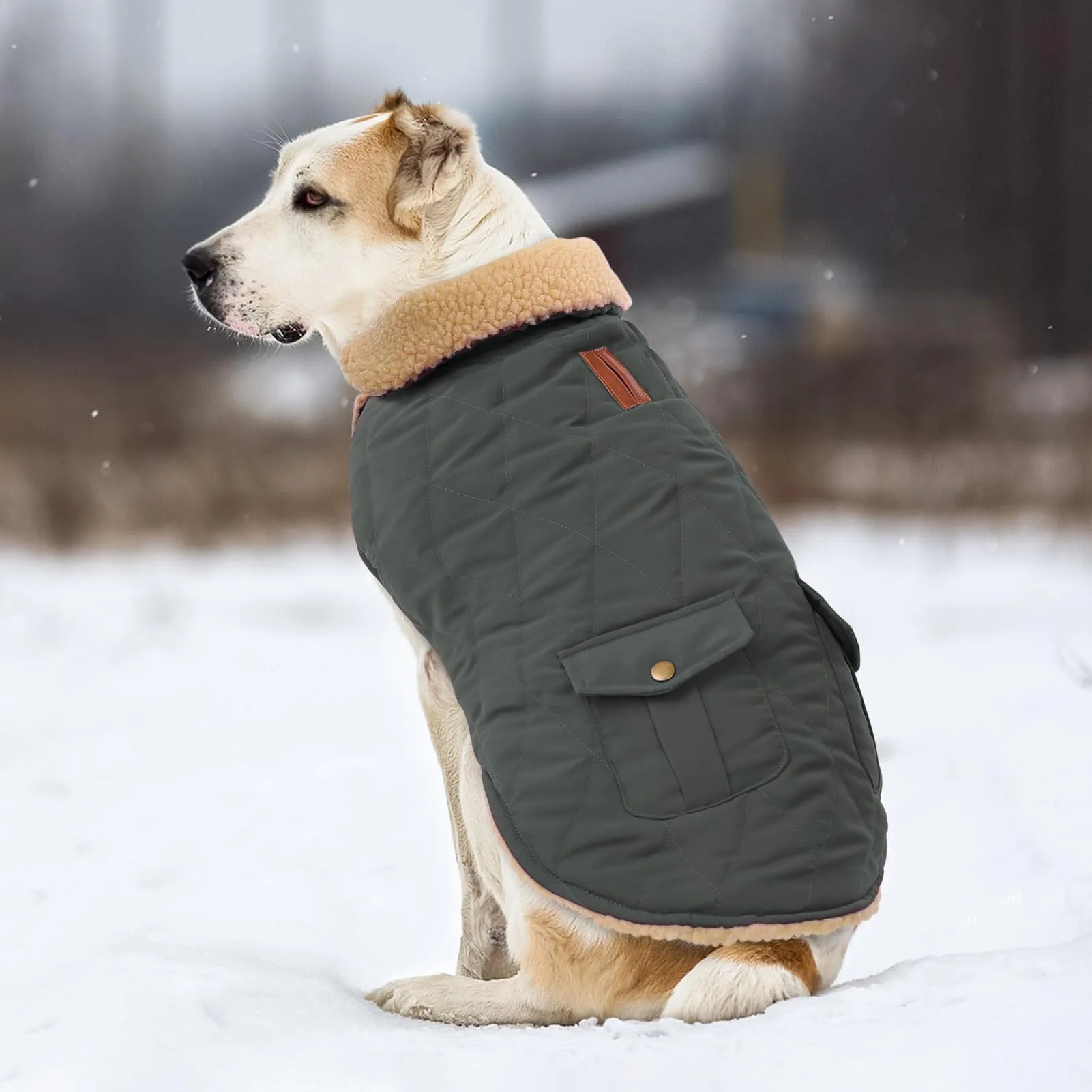 CITÉTOILE Gilet Termico Invernale per Cani in Lana Spessa Grigio M - immagine 5