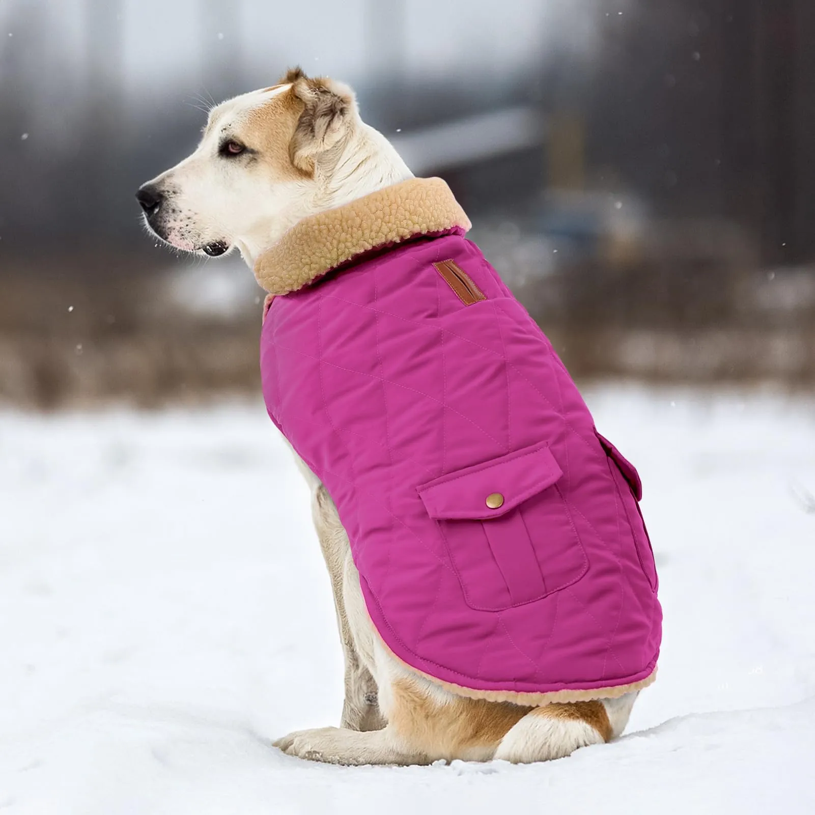 CITÉTOILE Gilet Termico Invernale per Cani in Lana Spessa Rosa M - immagine 5