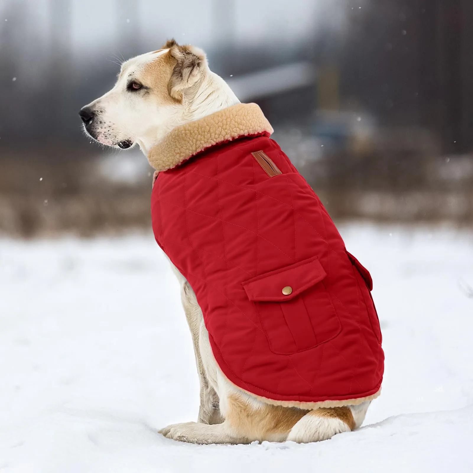 CITÉTOILE Gilet Termico Invernale per Cani in Lana Spessa Rosso L - immagine 5