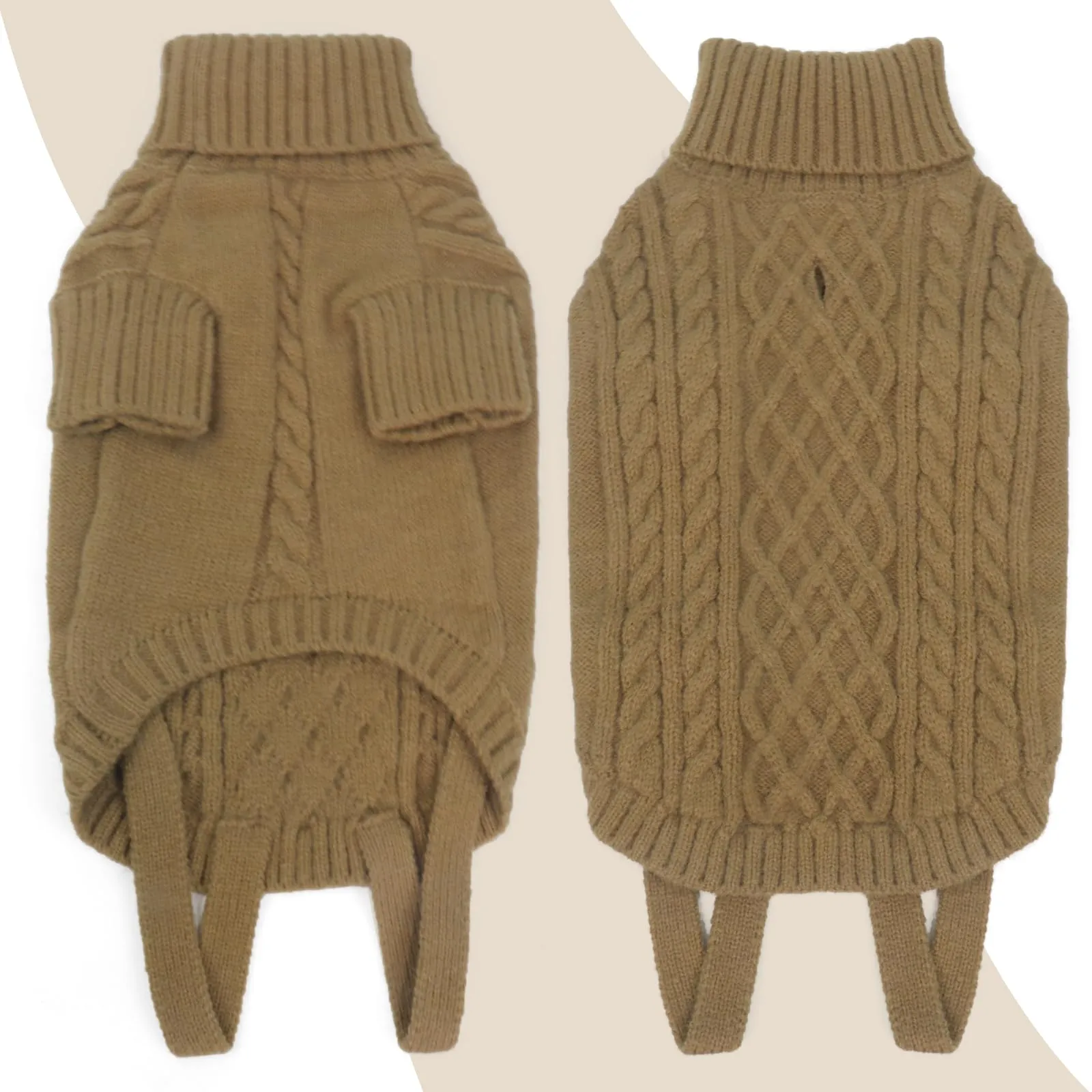LiebeDD Maglione Cane Taglia Media - Caldo Maglioncino Cane Invernale Termica Dolcevita Lavorare a Maglia Cani Classico & Elegante Maglioncini Pile per Cani Bulldog Francese (Cammello L) - immagine 4