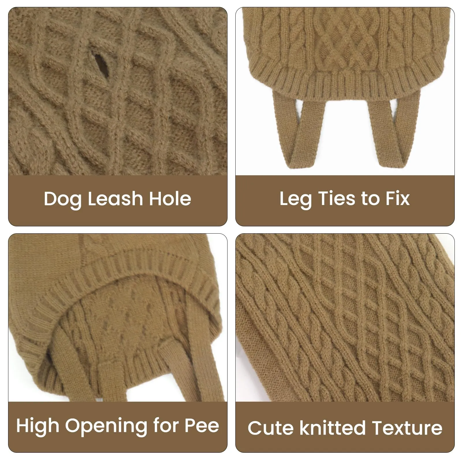 LiebeDD Maglione Cane Taglia Media - Caldo Maglioncino Cane Invernale Termica Dolcevita Lavorare a Maglia Cani Classico & Elegante Maglioncini Pile per Cani Bulldog Francese (Cammello L) - immagine 5