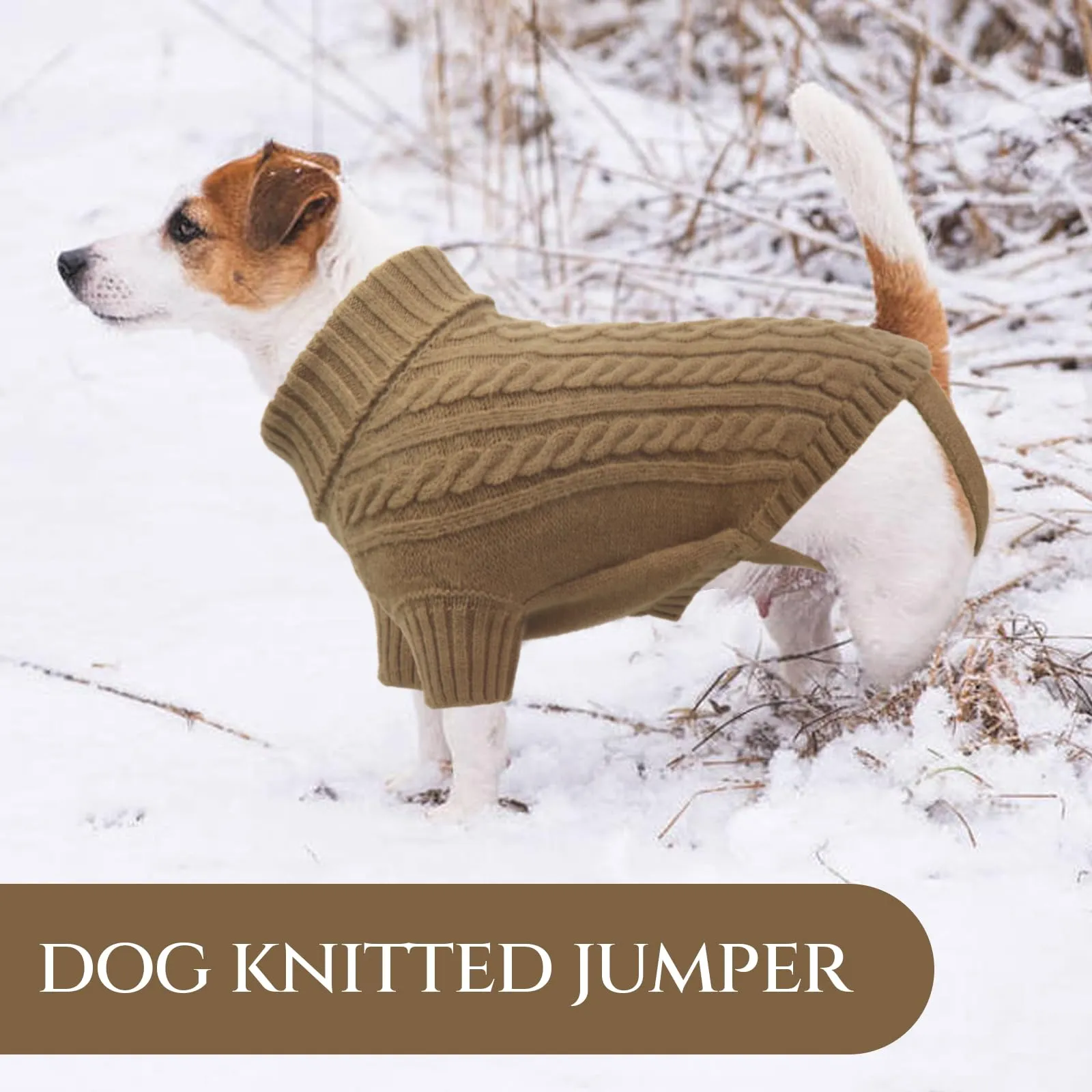 LiebeDD Maglione Cane Taglia Media - Caldo Maglioncino Cane Invernale Termica Dolcevita Lavorare a Maglia Cani Classico & Elegante Maglioncini Pile per Cani Bulldog Francese (Cammello L) - immagine 6