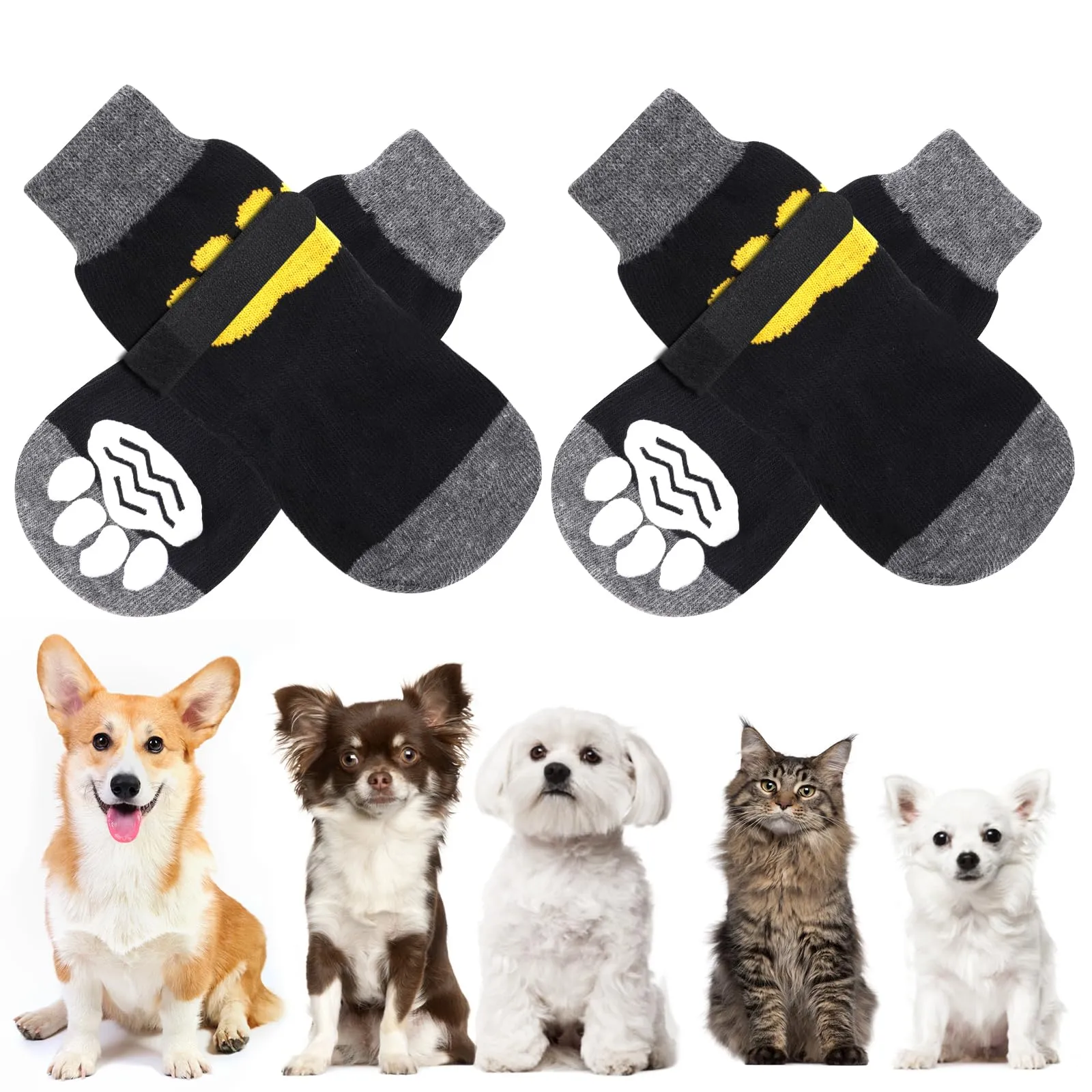 AUAUY -Pet Socks-L Size-Giallo - immagine 8