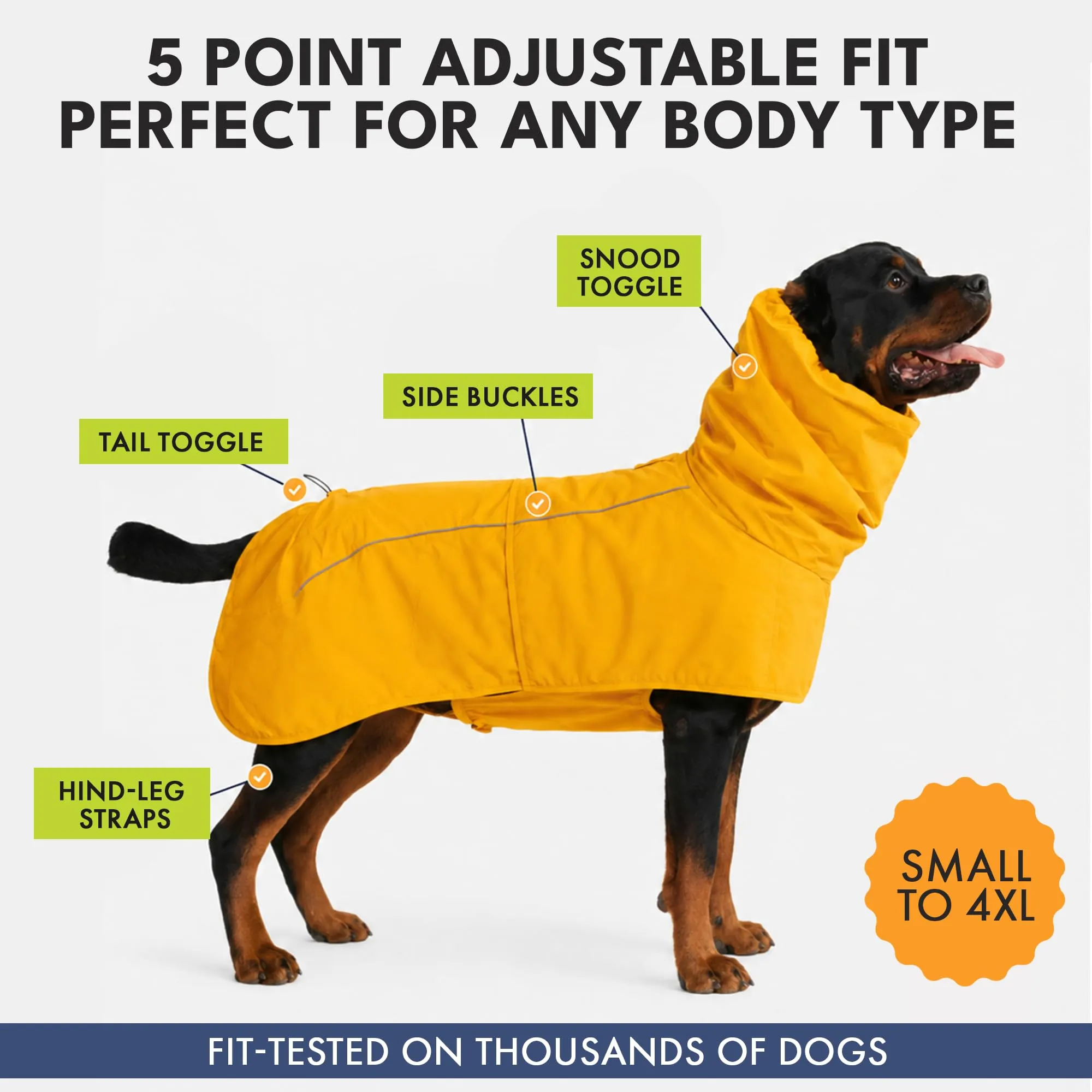 Spark Paws Breatheshield™ - Impermeabile per cani - Protezione e comfort per tutte le stagioni - Comfort traspirante, vestibilità adattiva e miglioramenti di sicurezza - Giallo senape - S - immagine 4