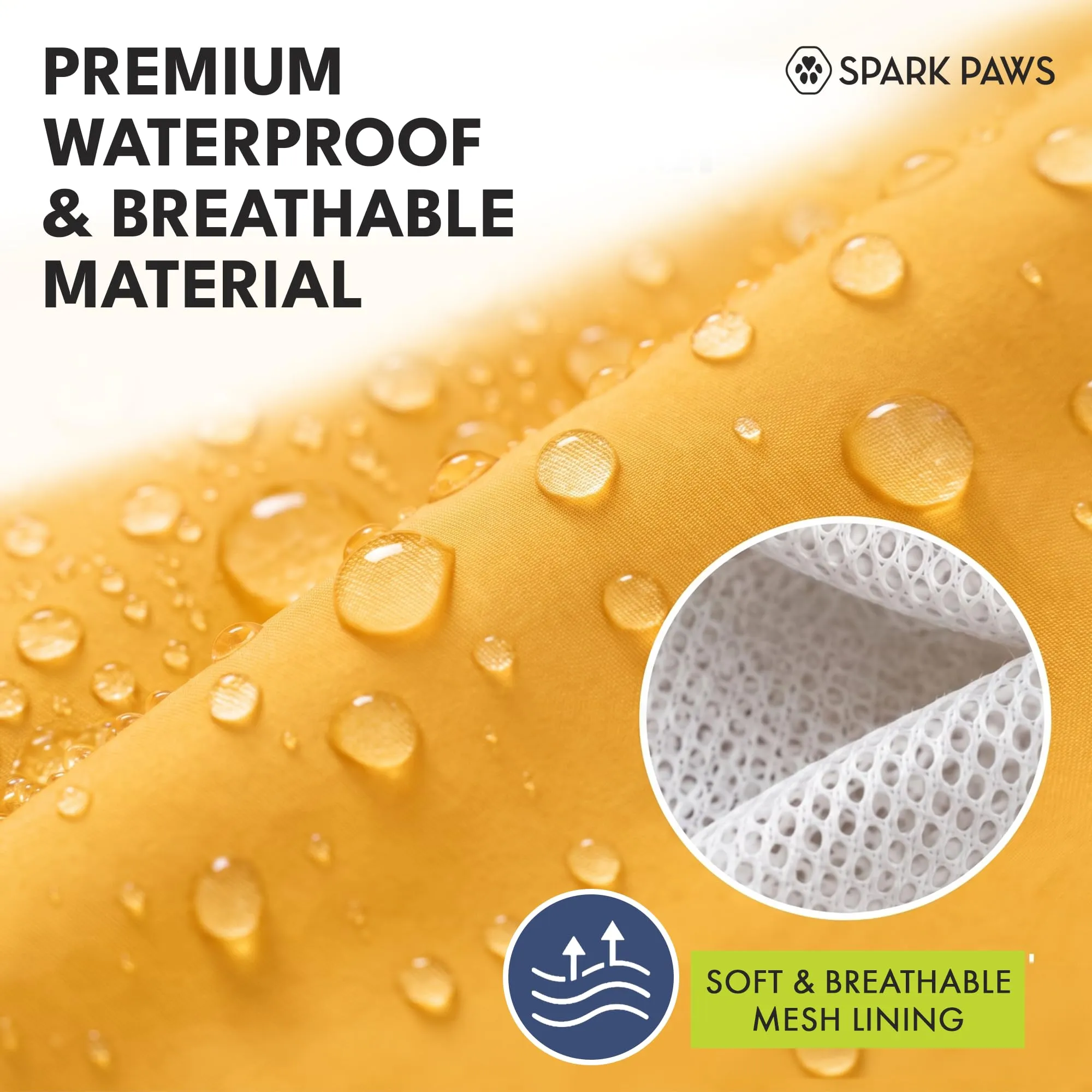 Spark Paws Breatheshield™ - Impermeabile per cani - Protezione e comfort per tutte le stagioni - Comfort traspirante, vestibilità adattiva e miglioramenti di sicurezza - Giallo senape - S - immagine 6