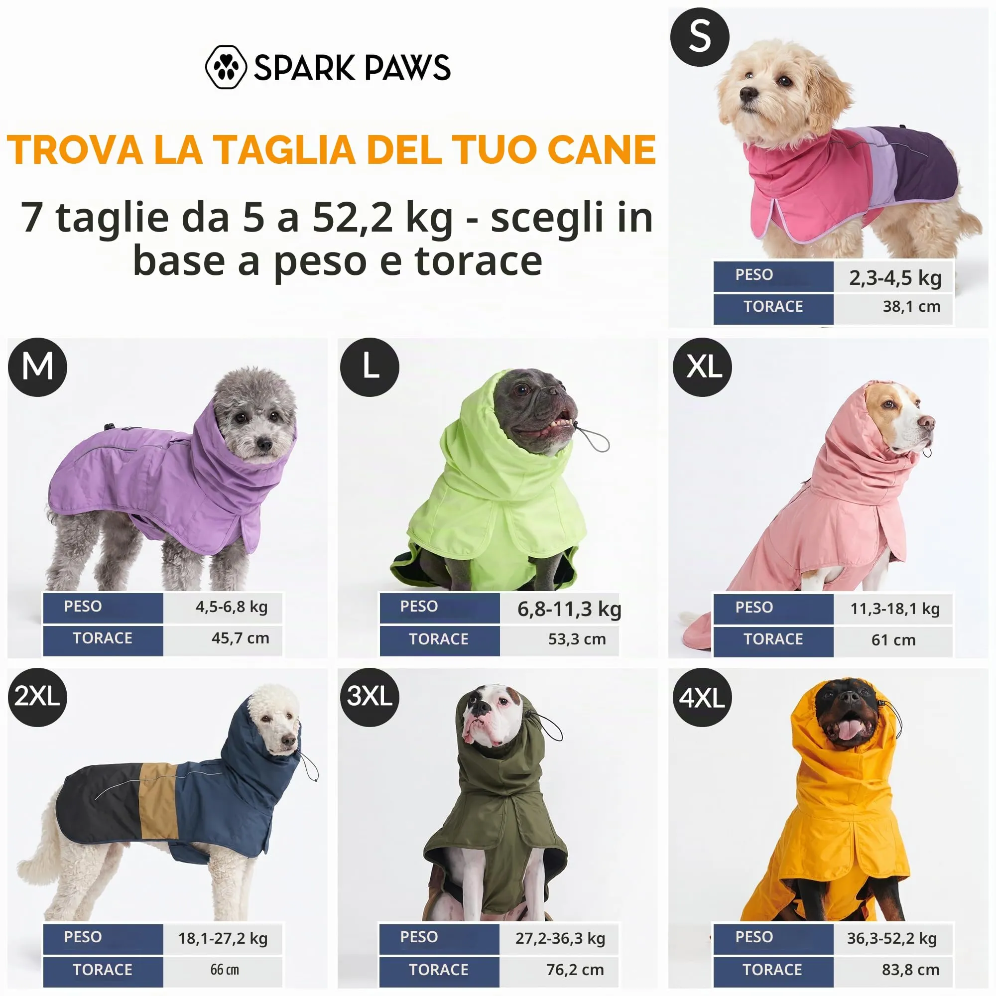 Spark Paws Impermeabile per cani, impermeabile antivento, per cani di taglia piccola, media, grande, extra large, riflettente, traspirante, copertura integrale - rosa mare, 3XL - immagine 2