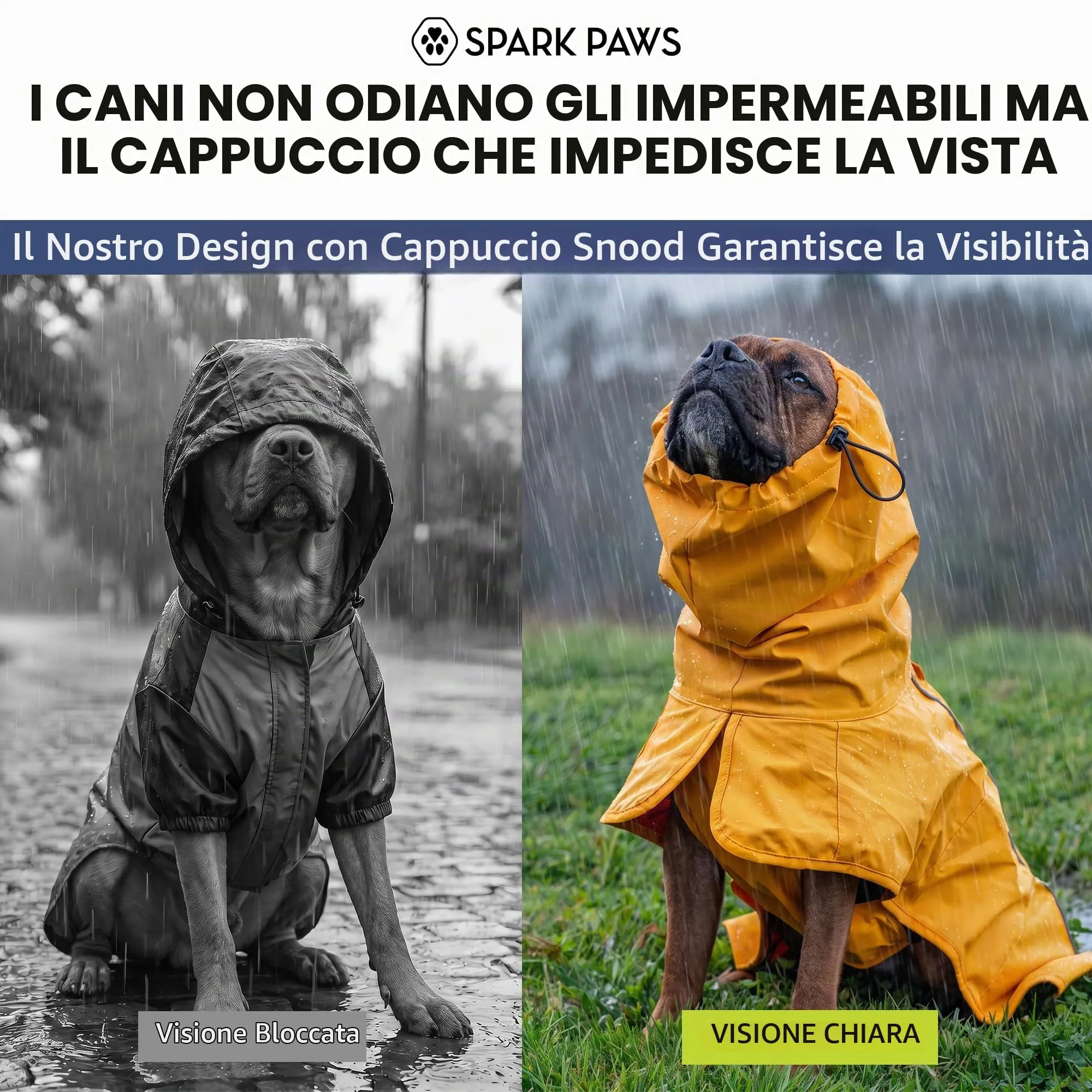 Spark Paws Impermeabile per cani, impermeabile antivento, per cani di taglia piccola, media, grande, extra large, riflettente, traspirante, copertura integrale - giallo senape - L - immagine 3