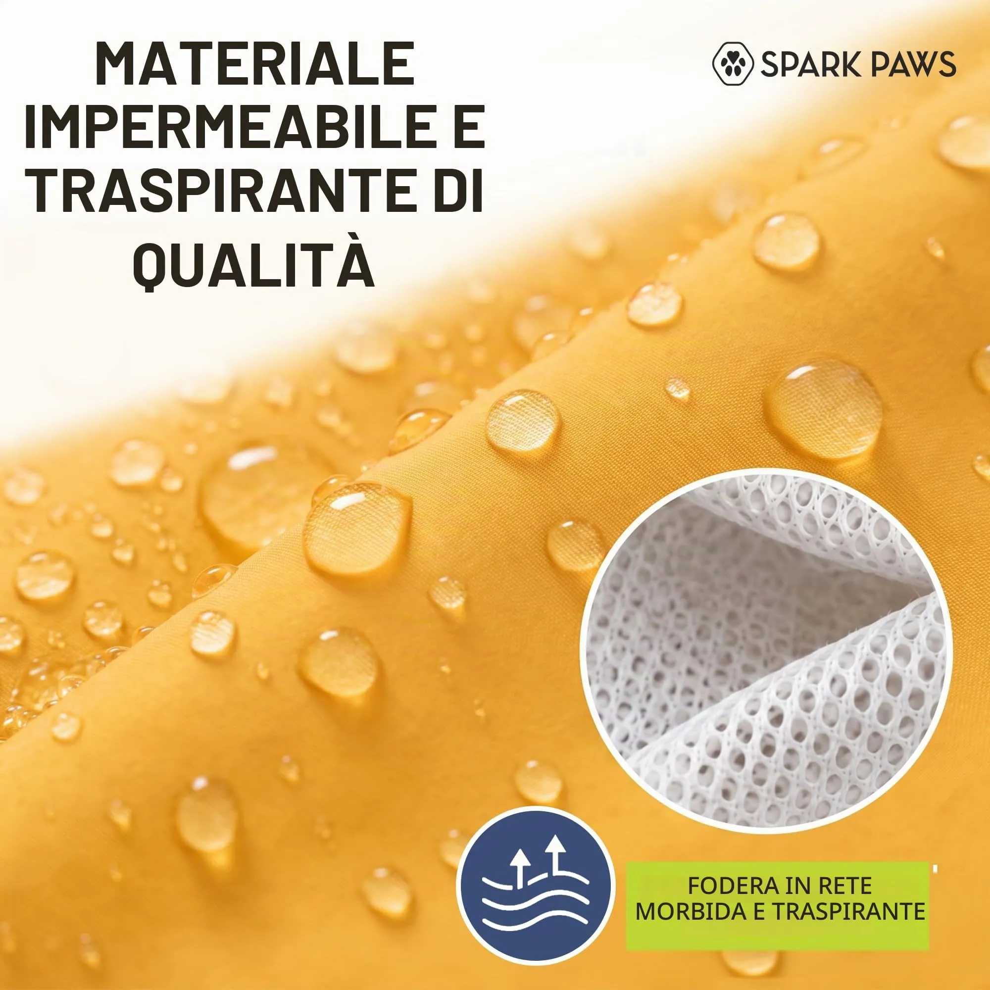 Spark Paws Impermeabile per cani, impermeabile antivento, per cani di taglia piccola, media, grande, extra large, riflettente, traspirante, copertura integrale - giallo senape - L - immagine 6