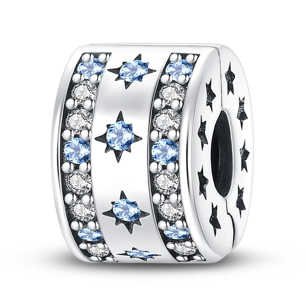 LNQOBU Clip/Stopper Charms per Bracciale Argento 925 Pave Cubic Zirconia Bead Stella Luna Farfalla Blu Gioielli Regalo per Donna - immagine 1