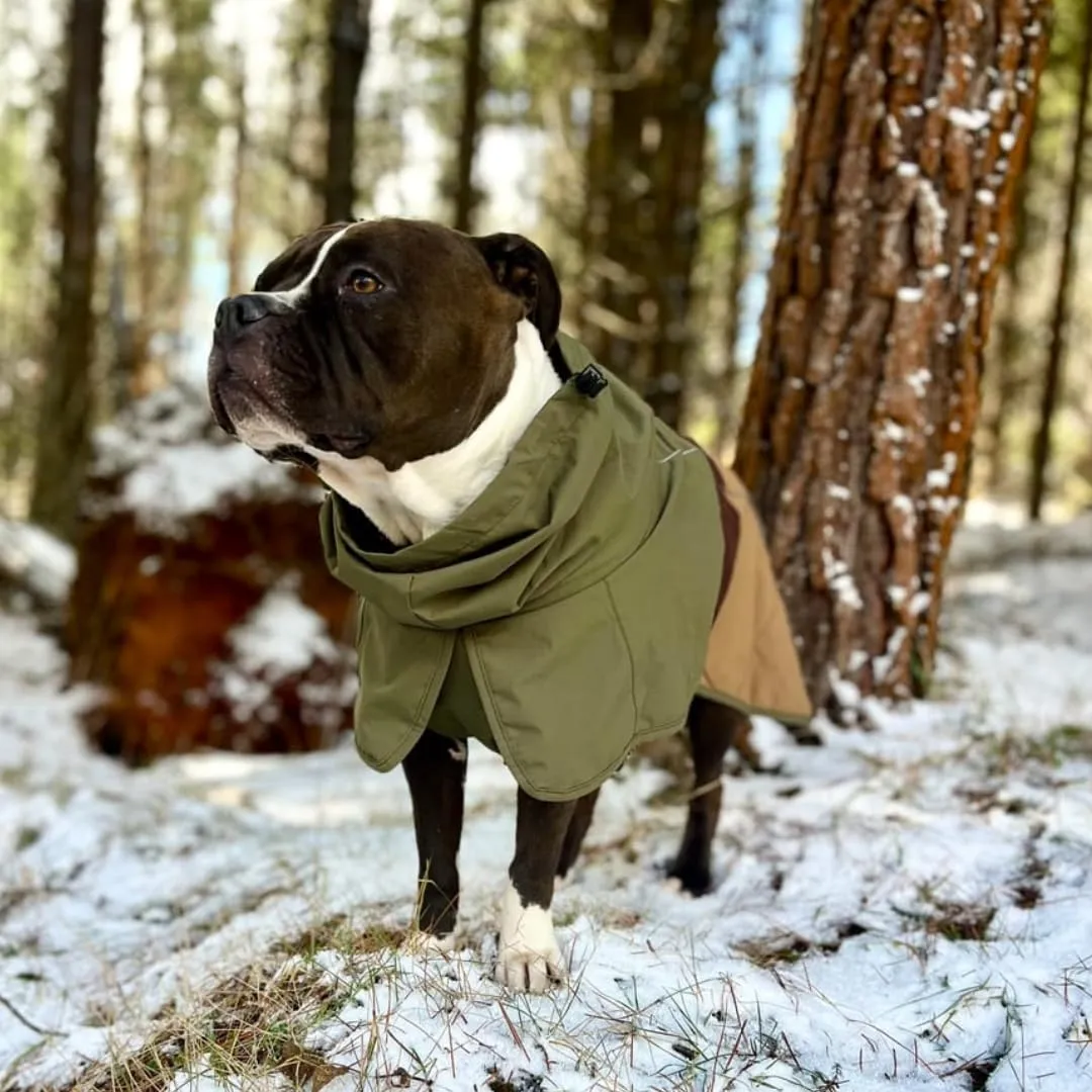 Spark Paws Impermeabile per cani, impermeabile antivento, per cani di taglia piccola, media, grande, extra large, riflettente e traspirante, copertura integrale - verde marrone chiaro, L - immagine 2
