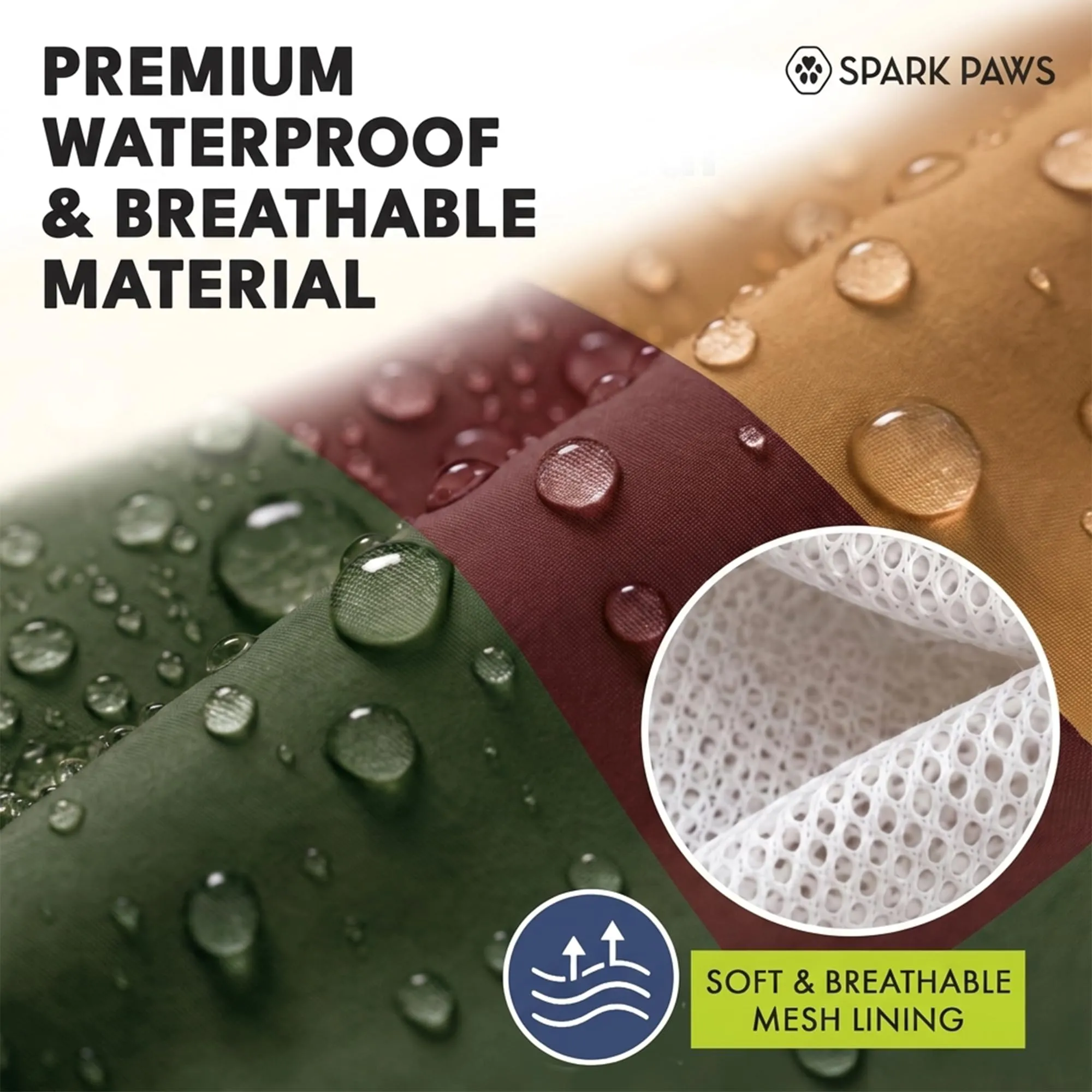 Spark Paws, Impermeabile per cani, resistente al vento, per cani di taglia piccola, media, grande, extra grande, riflettenti, traspiranti, copertura completa del corpo, abbigliamento impermeabile - immagine 6