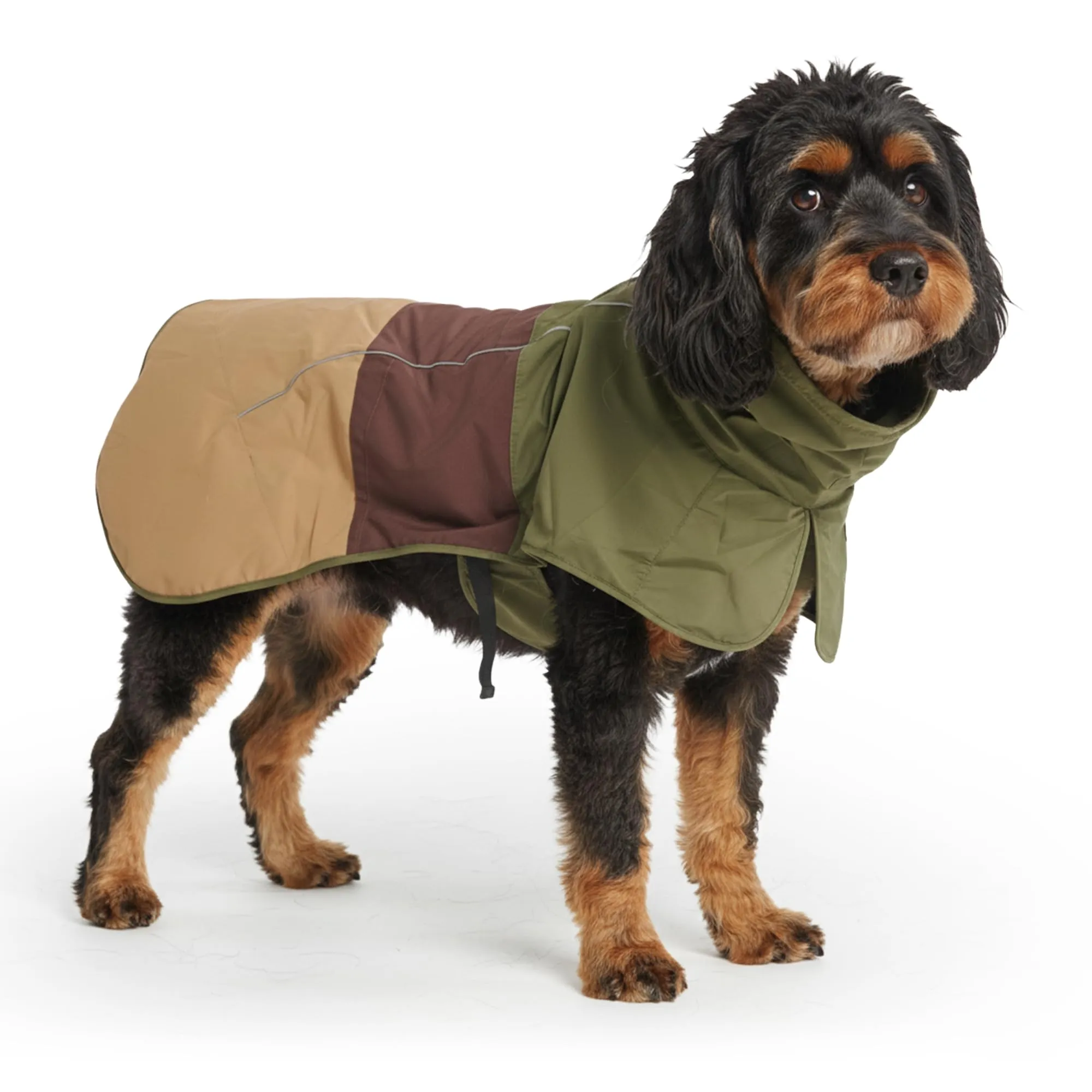 Spark Paws Impermeabile per cani, impermeabile antivento, per cani di taglia piccola, media, grande, XL, riflettente e traspirante, copertura integrale - verde marrone chiaro, 2XL - immagine 1