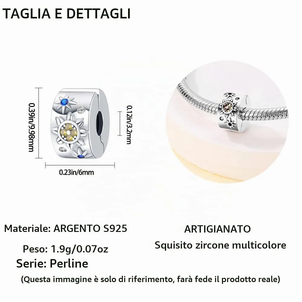 LNQOBU Clip/Stopper Charms per Bracciale Argento 925 Pave Cubic Zirconia Bead Stella Luna Farfalla Blu Gioielli Regalo per Donna - immagine 5