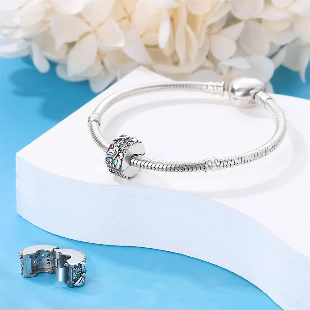 LNQOBU Clip/Stopper Charms per Bracciale Argento 925 Pave Cubic Zirconia Bead Stella Luna Farfalla Blu Gioielli Regalo per Donna - immagine 2
