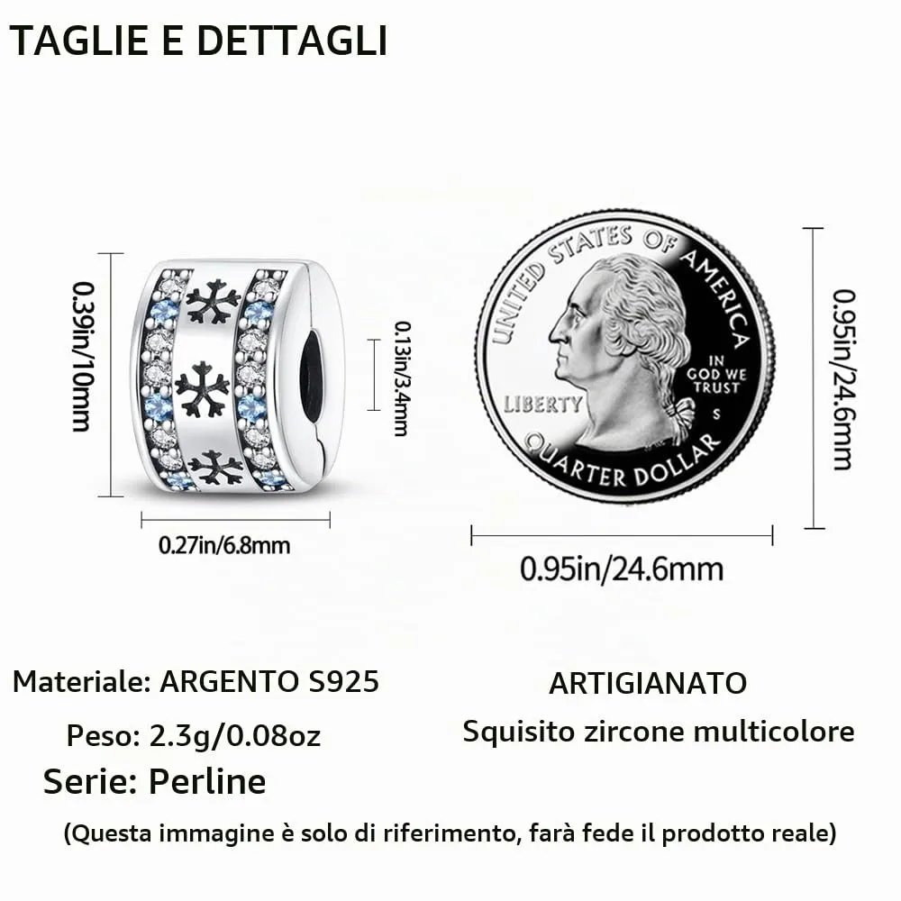 LNQOBU Clip/Stopper Charms per Bracciale Argento 925 Pave Cubic Zirconia Bead Stella Luna Farfalla Blu Gioielli Regalo per Donna - immagine 4