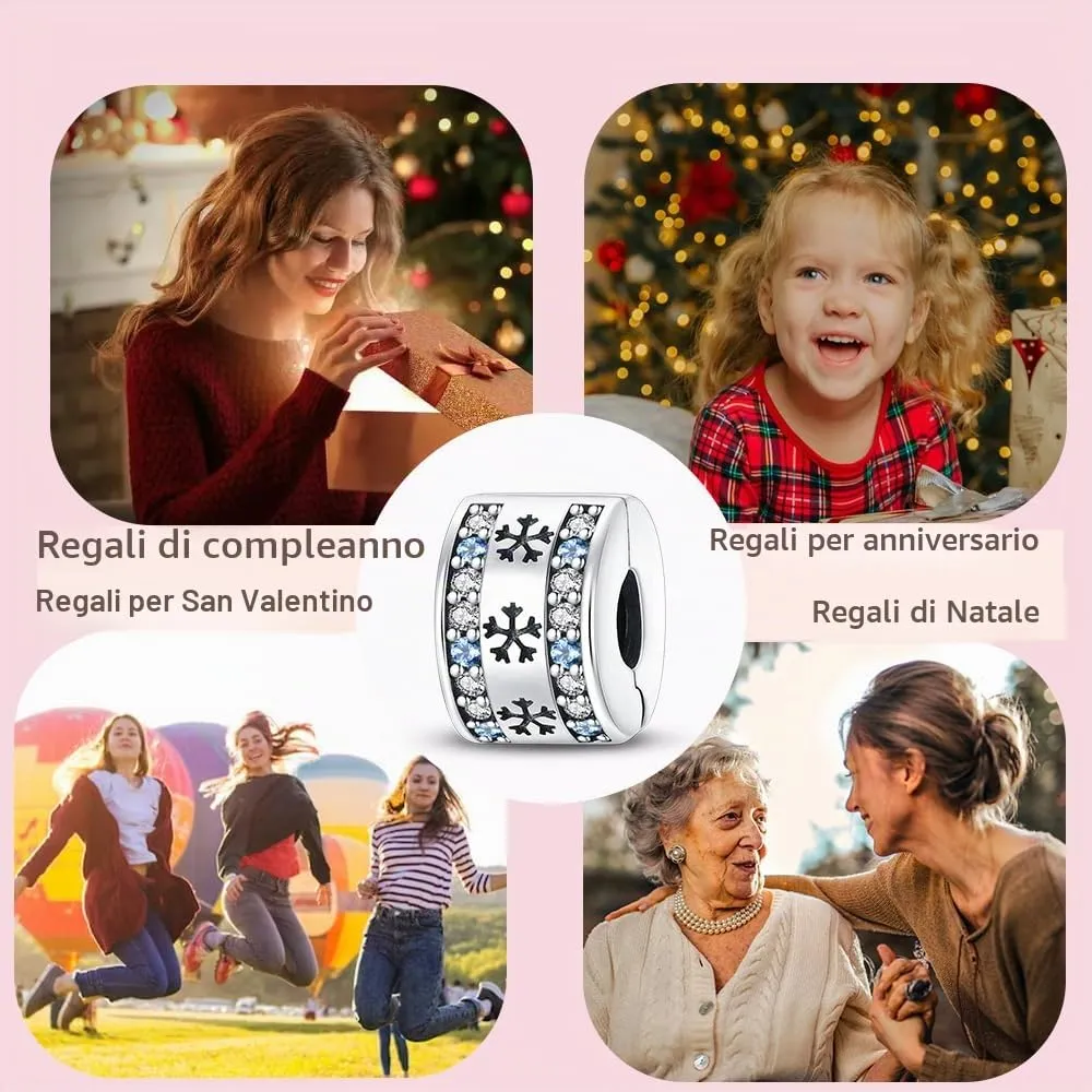 LNQOBU Clip/Stopper Charms per Bracciale Argento 925 Pave Cubic Zirconia Bead Stella Luna Farfalla Blu Gioielli Regalo per Donna - immagine 6