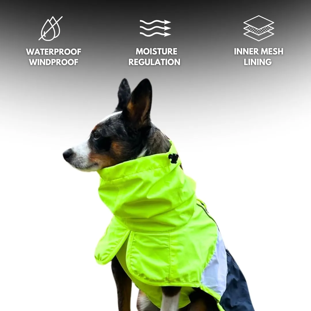 Spark Paws Breatheshield™ - Impermeabile per cani - Protezione e comfort per tutte le stagioni - Comfort traspirante, vestibilità adattiva e miglioramenti di sicurezza - Neon White Navy Blue, L - immagine 4