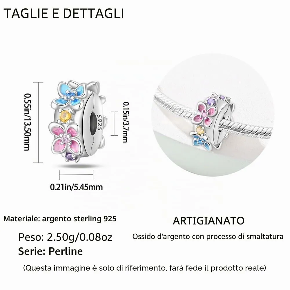 LNQOBU Clip/Stopper Charms per Bracciale Argento 925 Pave Cubic Zirconia Bead Stella Luna Farfalla Blu Gioielli Regalo per Donna - immagine 4