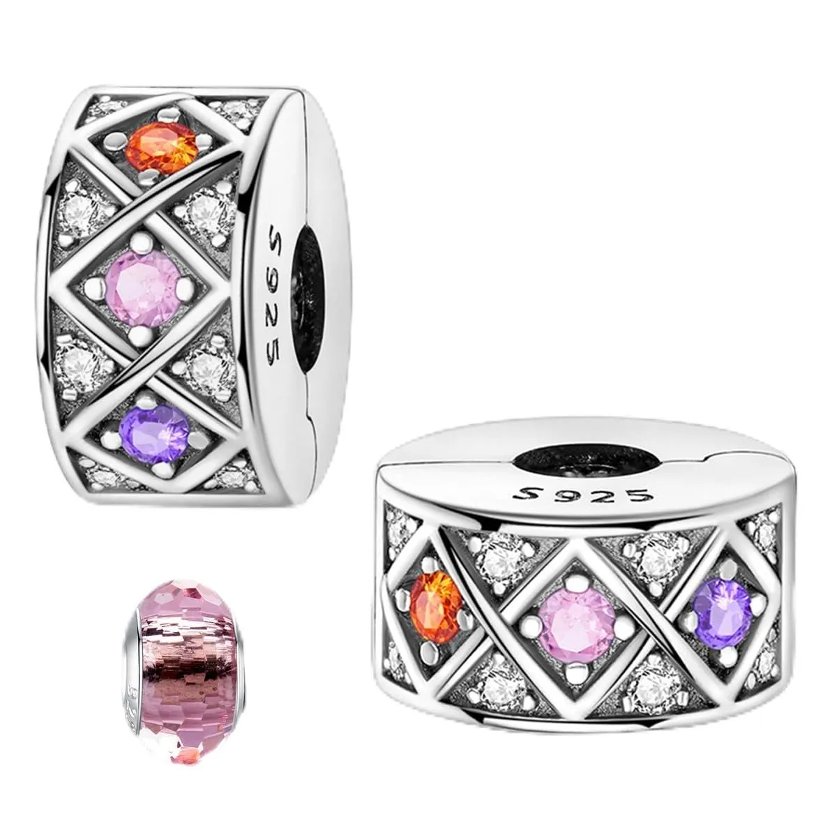 LNQOBU Clip/Stopper Charms per Bracciale Argento 925 Pave Cubic Zirconia Bead Stella Luna Farfalla Blu Gioielli Regalo per Donna - immagine 1