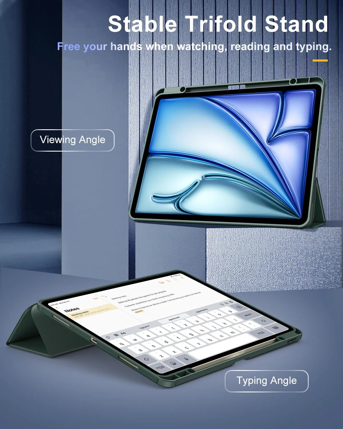 TiMOVO Cover per iPad Air 13 Pollici M4/M3/M2, Verde notte - immagine 4