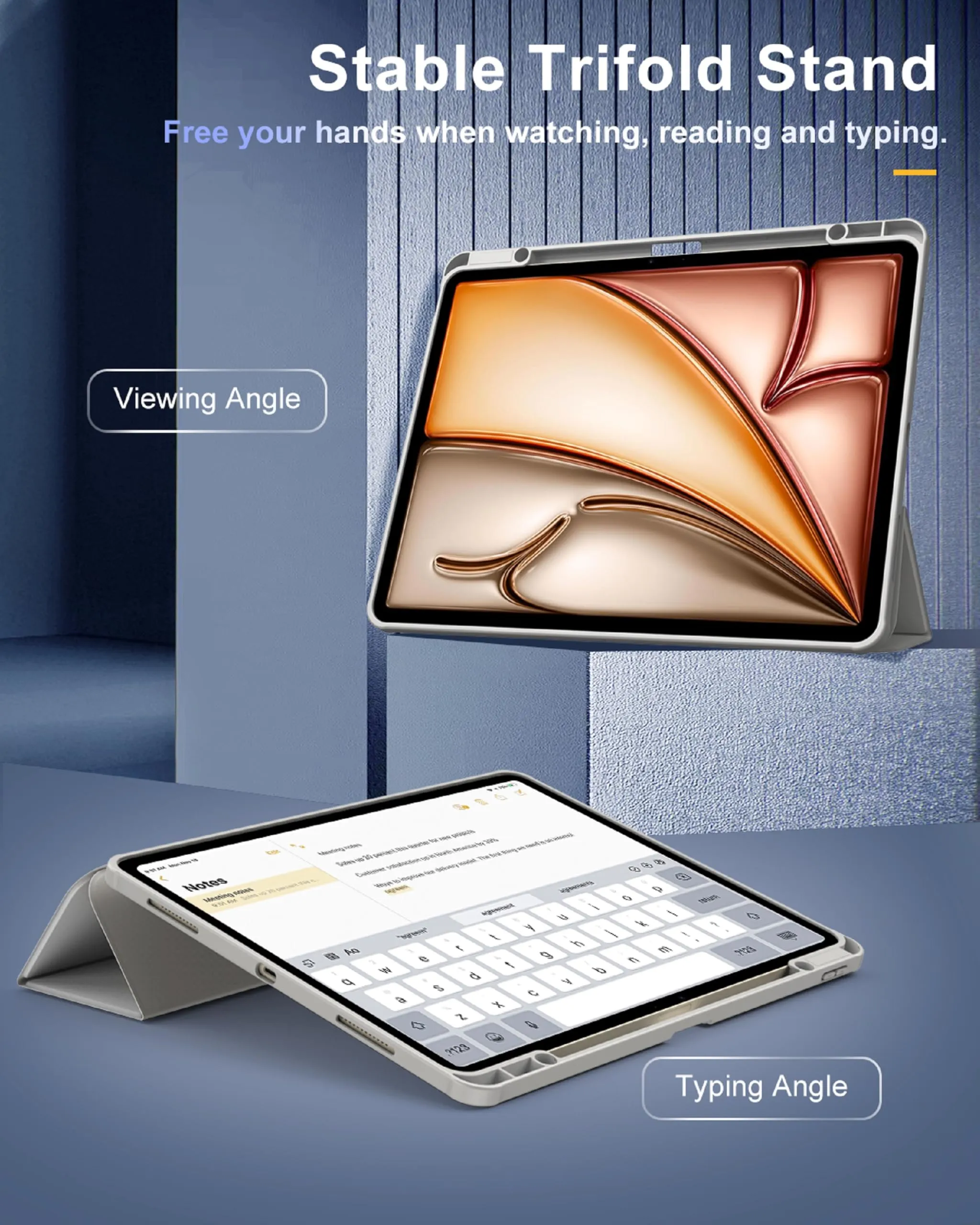TiMOVO Cover per iPad Air 13 Pollici M4/M3/M2, Grigio Chiaro - immagine 4