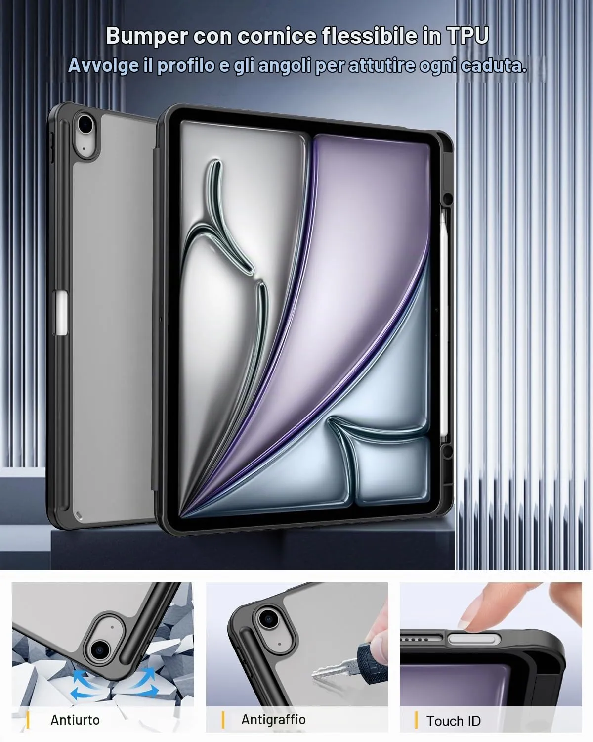 TiMOVO Cover per iPad Air 13 Pollici M4/M3/M2, Nero - immagine 3