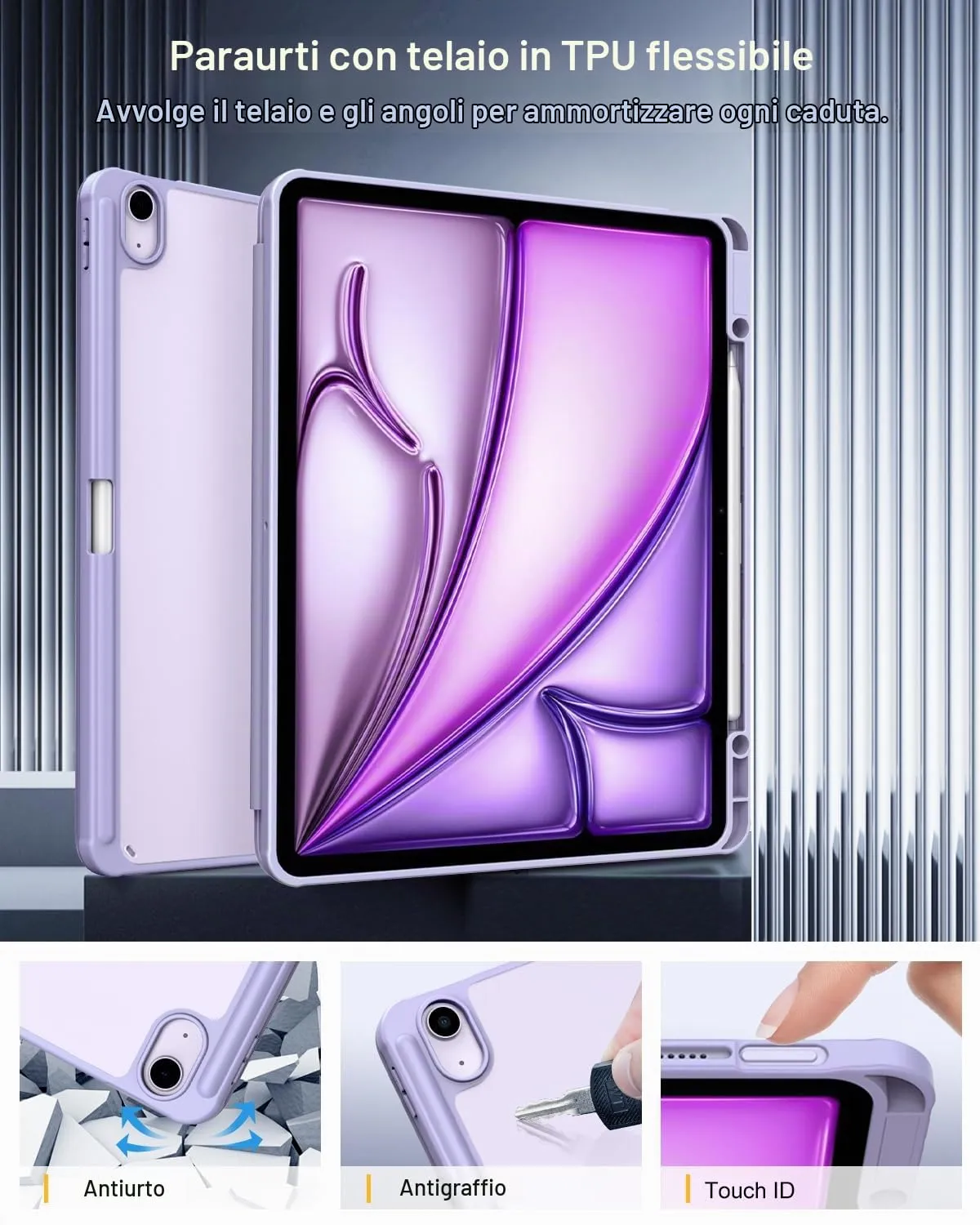 TiMOVO Cover per iPad Air 13 Pollici M4/M3/M2, Taro Viola - immagine 3