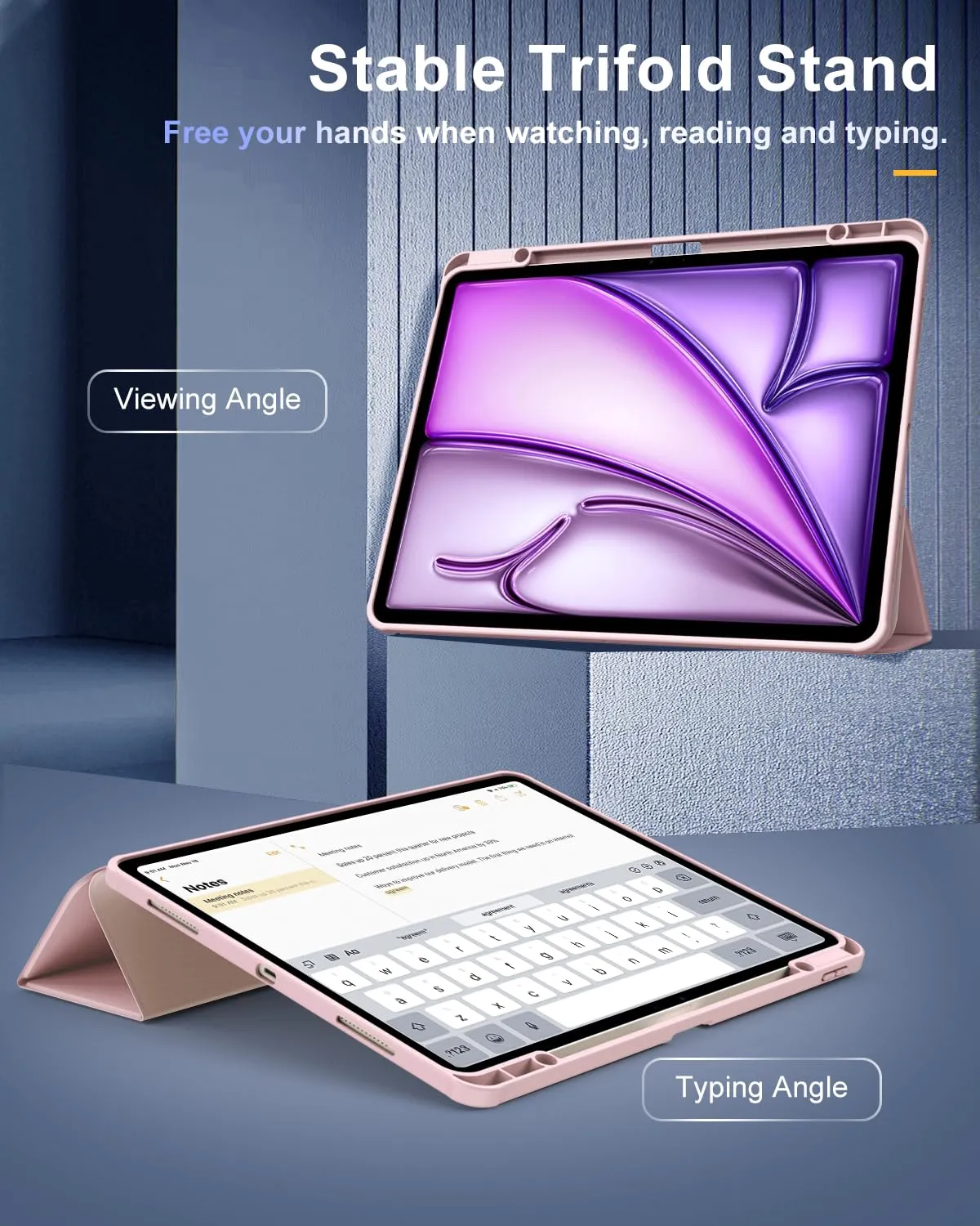 TiMOVO Cover per iPad Air 13 Pollici M4/M3/M2,Rosa Trasparente - immagine 4