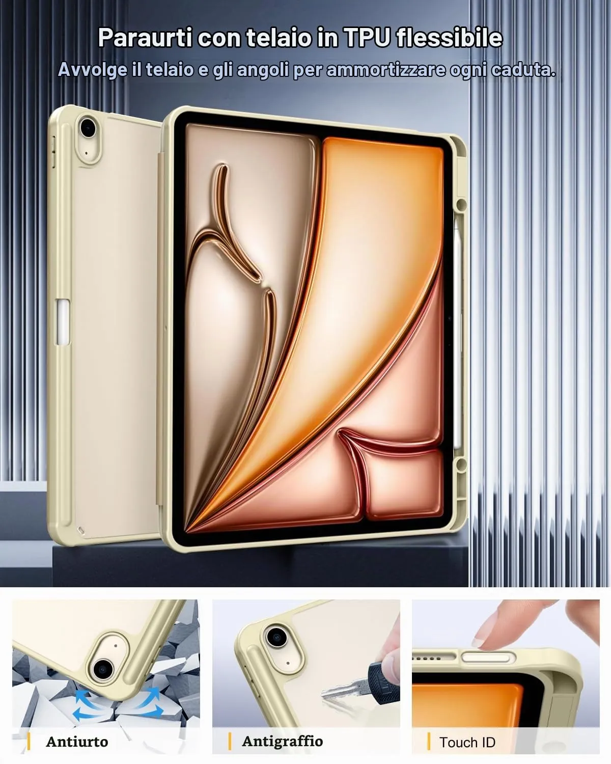TiMOVO Cover per iPad Air 13 Pollici M4/M3/M2, Oro Champagne - immagine 3