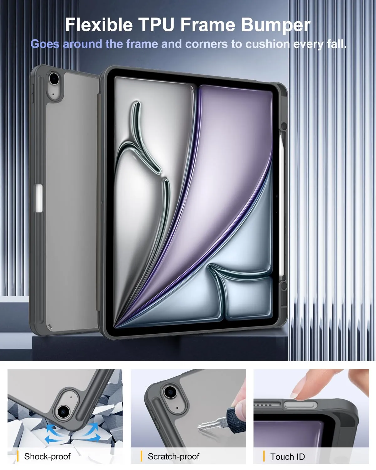 TiMOVO Cover per iPad Air 13 Pollici M4/M3/M2,Grigio Siderale - immagine 3