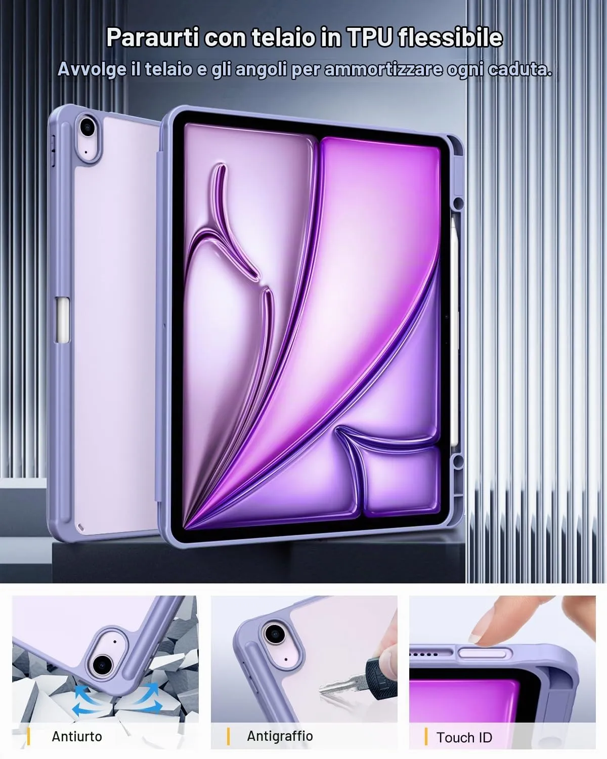TiMOVO Cover per iPad Air 13 Pollici M4/M3/M2, Lavanda Viola - immagine 3