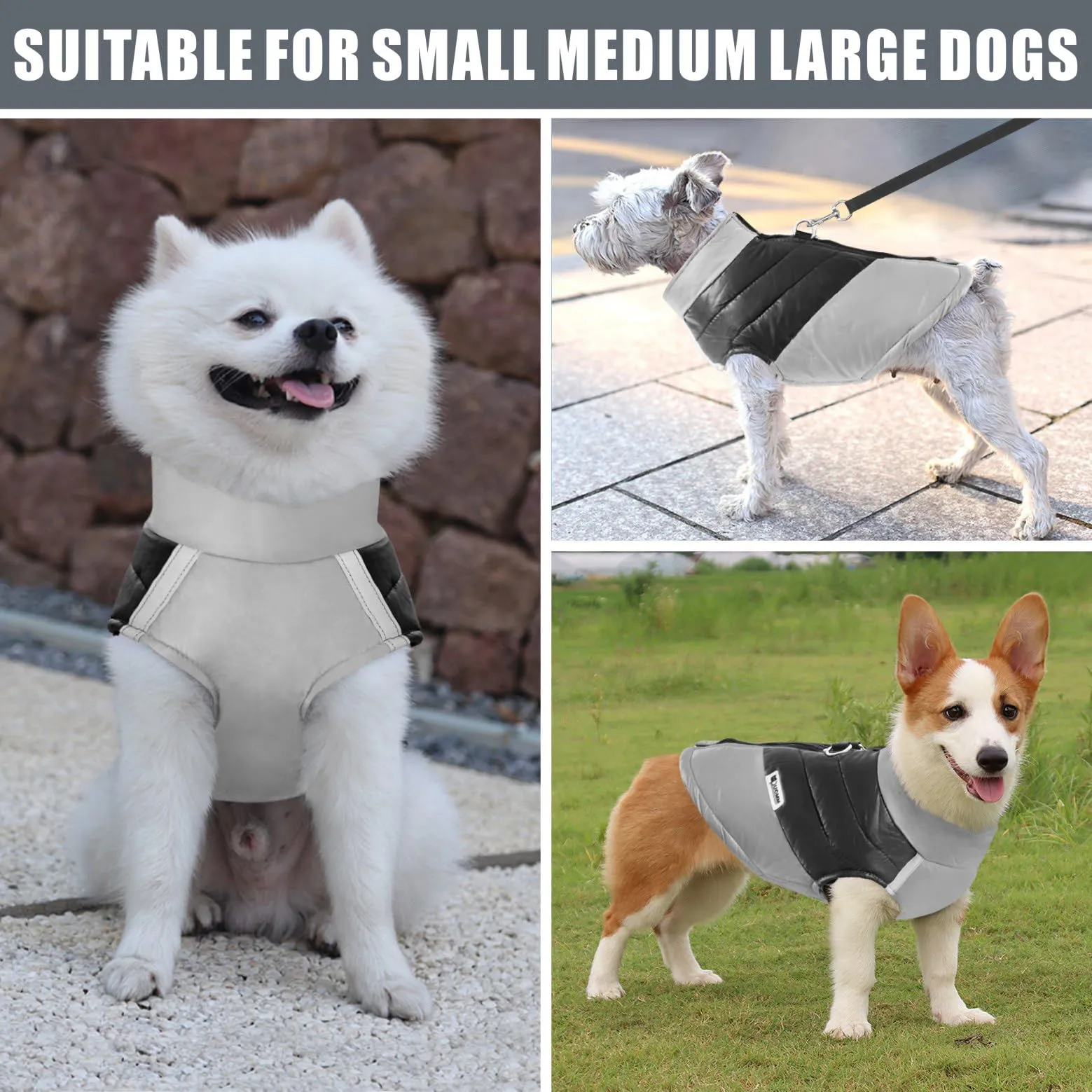 Idepet Cappottino invernale impermeabile, per cane/gatto taglia piccola, media e grande, S M L XL XXL 3XL 4XL 5XL (Grigio, 3XL) - immagine 6