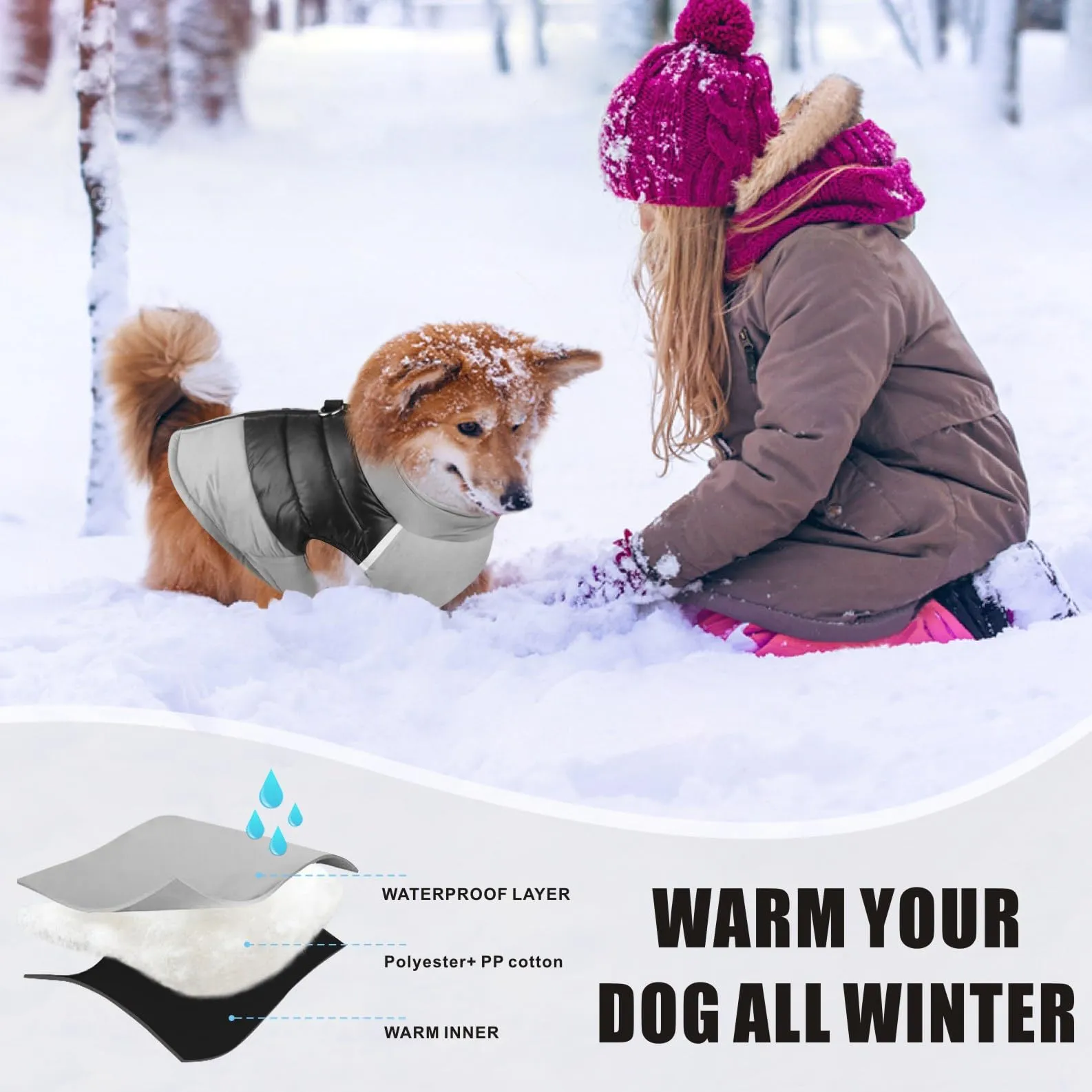 Idepet Cappottino invernale impermeabile, per cane/gatto taglia piccola, media e grande, S M L XL XXL 3XL 4XL 5XL (Grigio, 4XL) - immagine 5