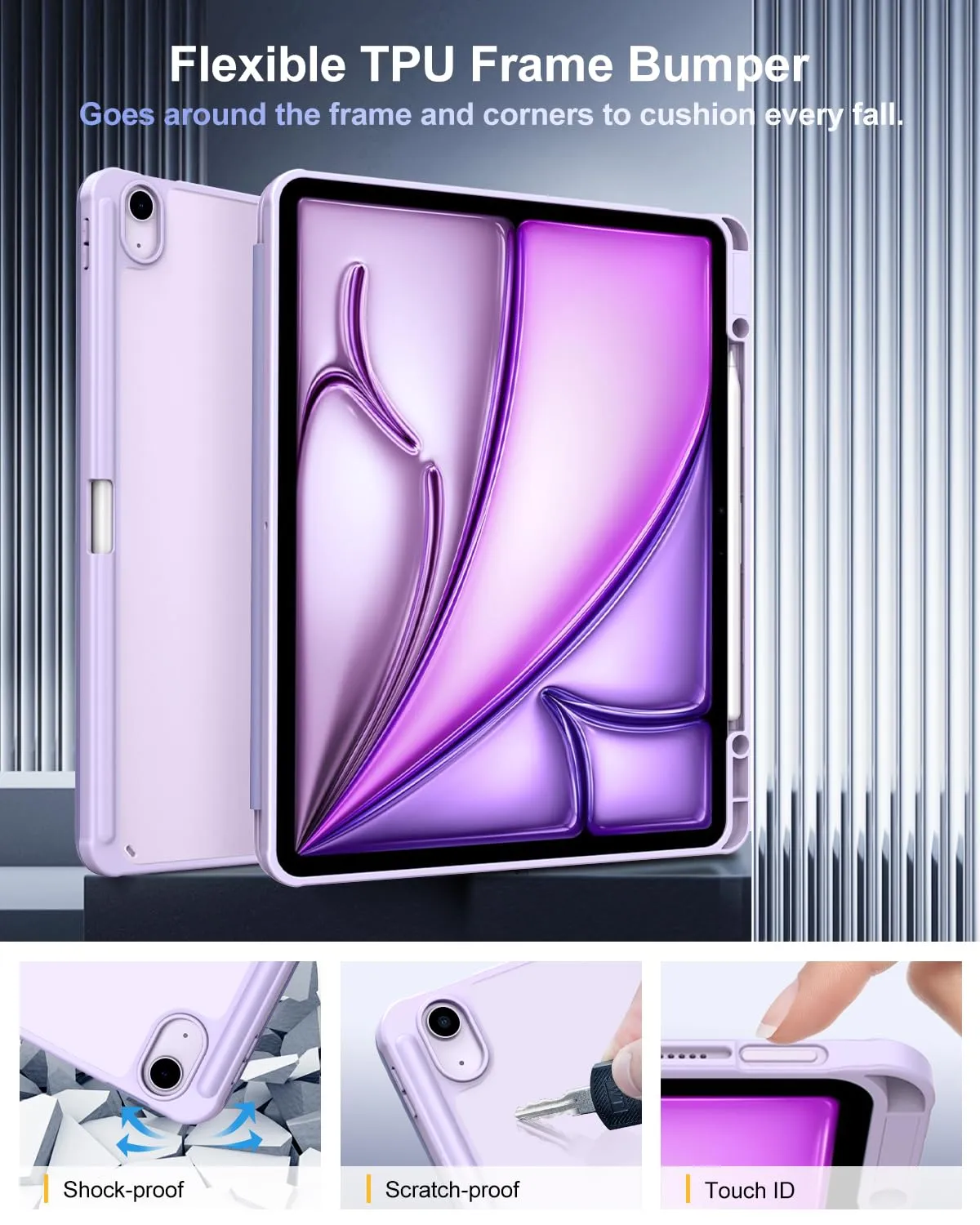 TiMOVO Cover per iPad Air 13 Pollici M4/M3/M2, Viola Chiaro - immagine 3