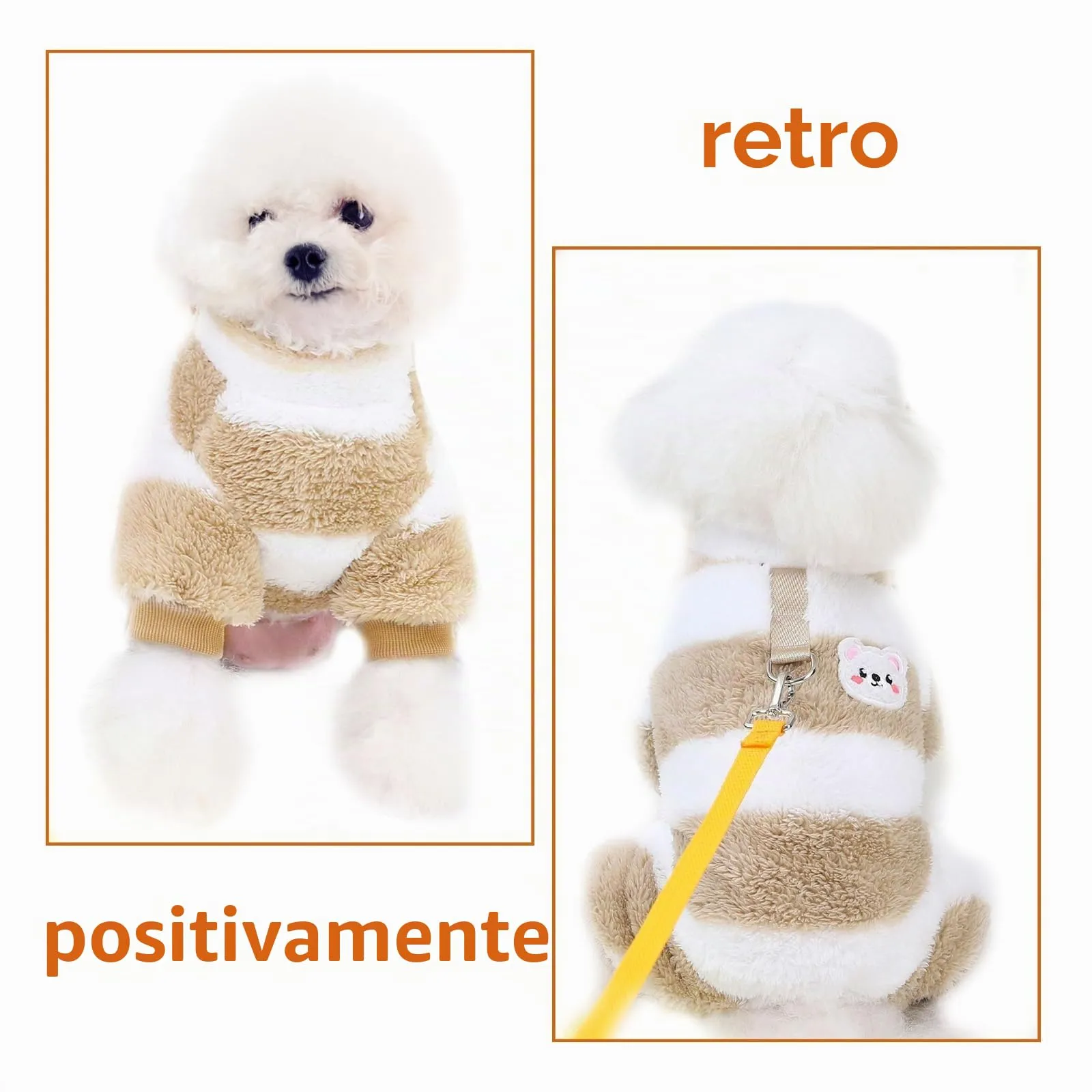 Maglione Cane Taglia Piccola, yisight Maglione a Righe Cane, Vestiti per Cani Piccoli, Vestiti in Pile Cani, 4 Gambe, Vestiti Caldi perr Animali Domestici, Antivento per Esterno (Kaki strisce, M) - immagine 5